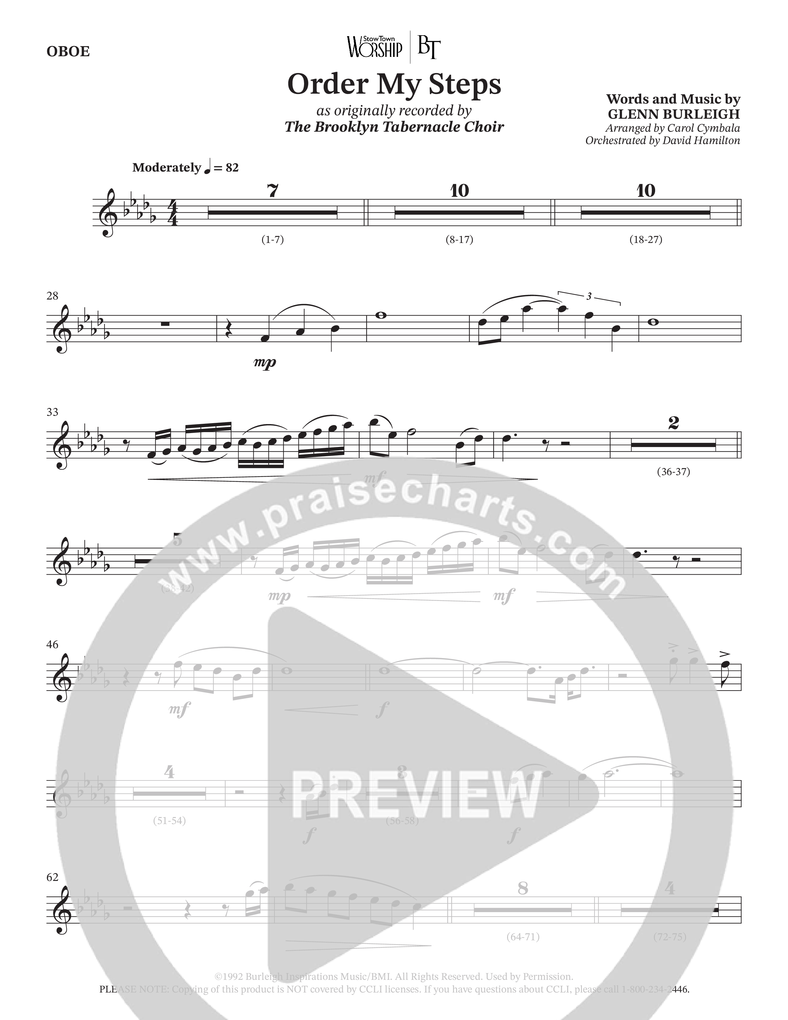 Order My Steps (Choral Anthem SATB) Oboe (The Brooklyn Tabernacle Choir / Arr. Carol Cymbala / Orch. David Hamilton)