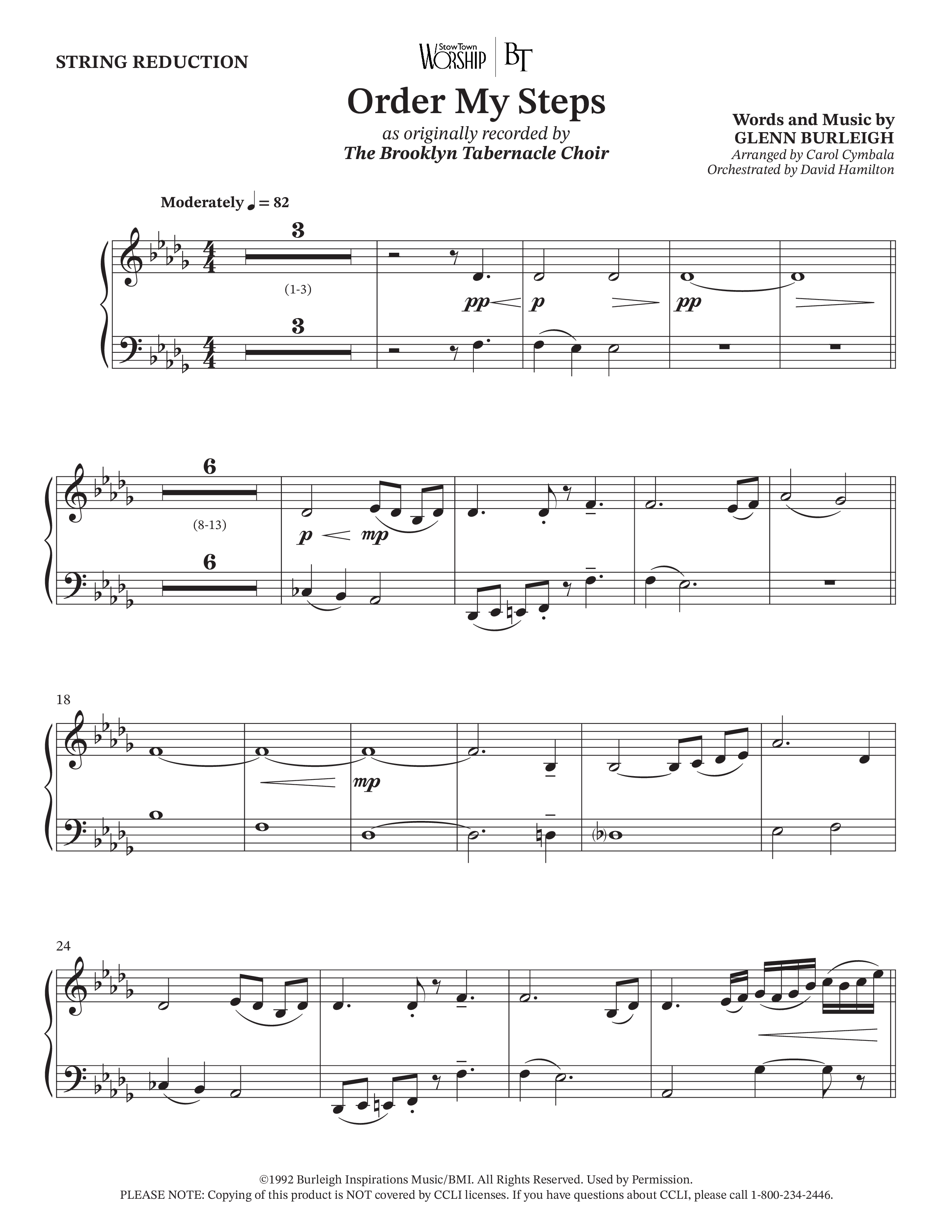Order My Steps (Choral Anthem SATB) String Reduction (The Brooklyn Tabernacle Choir / Arr. Carol Cymbala / Orch. David Hamilton)