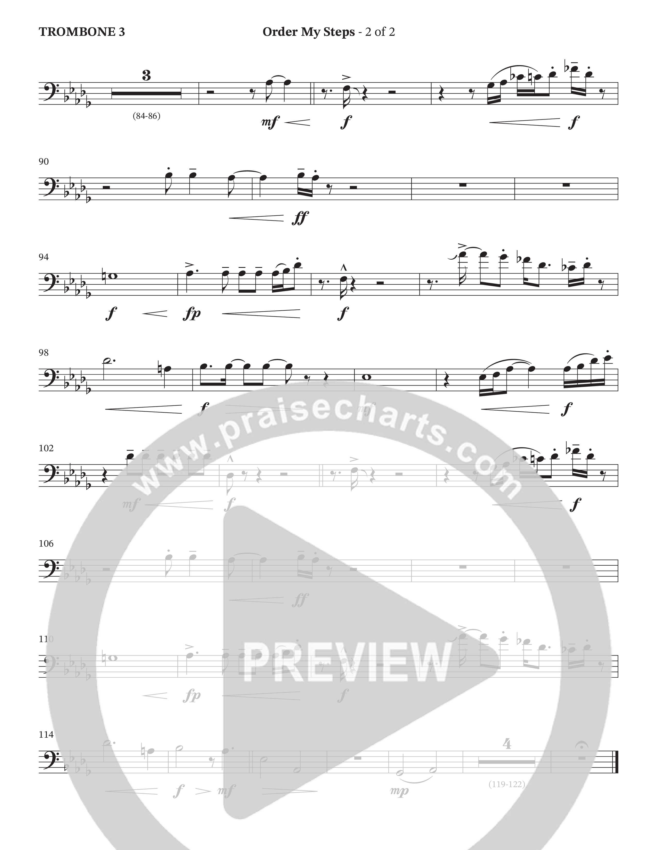 Order My Steps (Choral Anthem SATB) Trombone 3 (The Brooklyn Tabernacle Choir / Arr. Carol Cymbala / Orch. David Hamilton)