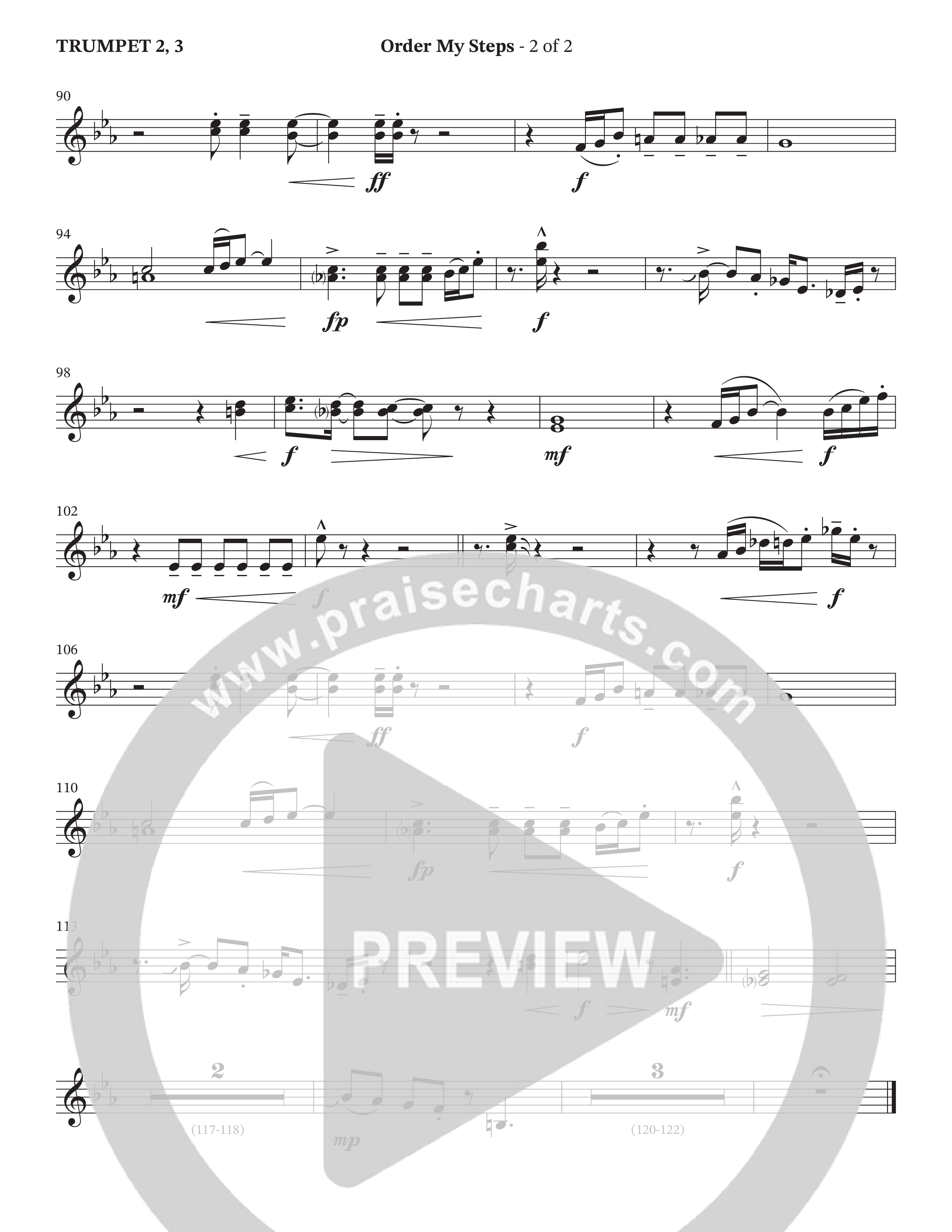 Order My Steps (Choral Anthem SATB) Trumpet 2/3 (The Brooklyn Tabernacle Choir / Arr. Carol Cymbala / Orch. David Hamilton)
