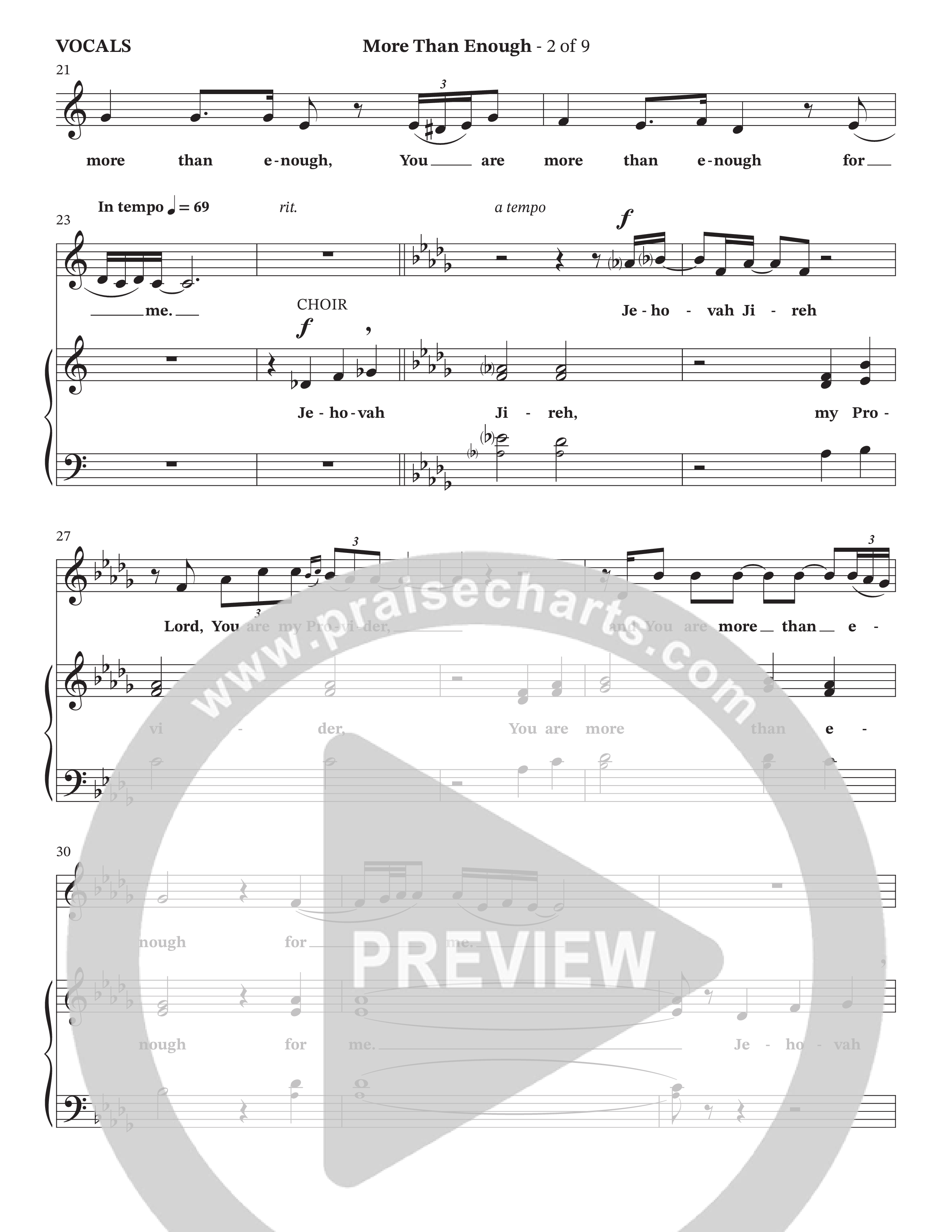 More Than Enough (Choral Anthem SATB) Choir Sheet (SATB) (The Brooklyn Tabernacle Choir / Arr. Carol Cymbala / Orch. Oliver Wells)