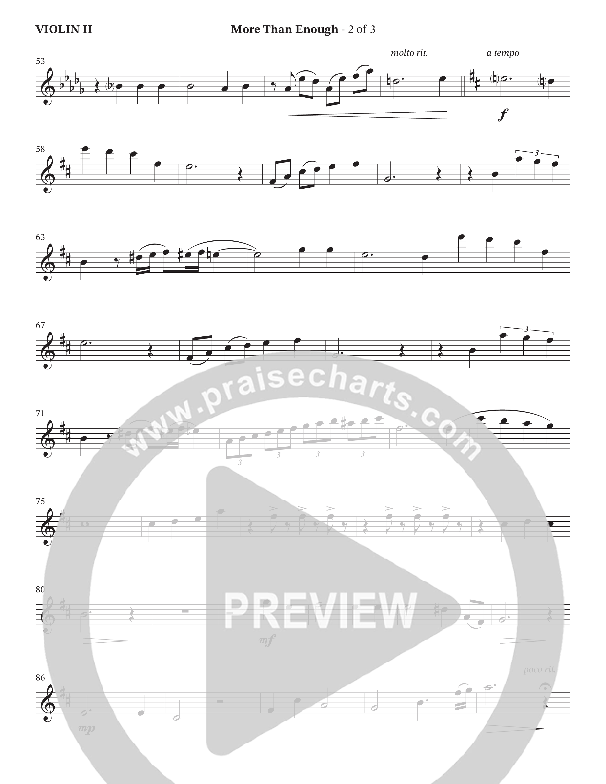 More Than Enough (Choral Anthem SATB) Violin 2 (The Brooklyn Tabernacle Choir / Arr. Carol Cymbala / Orch. Oliver Wells)