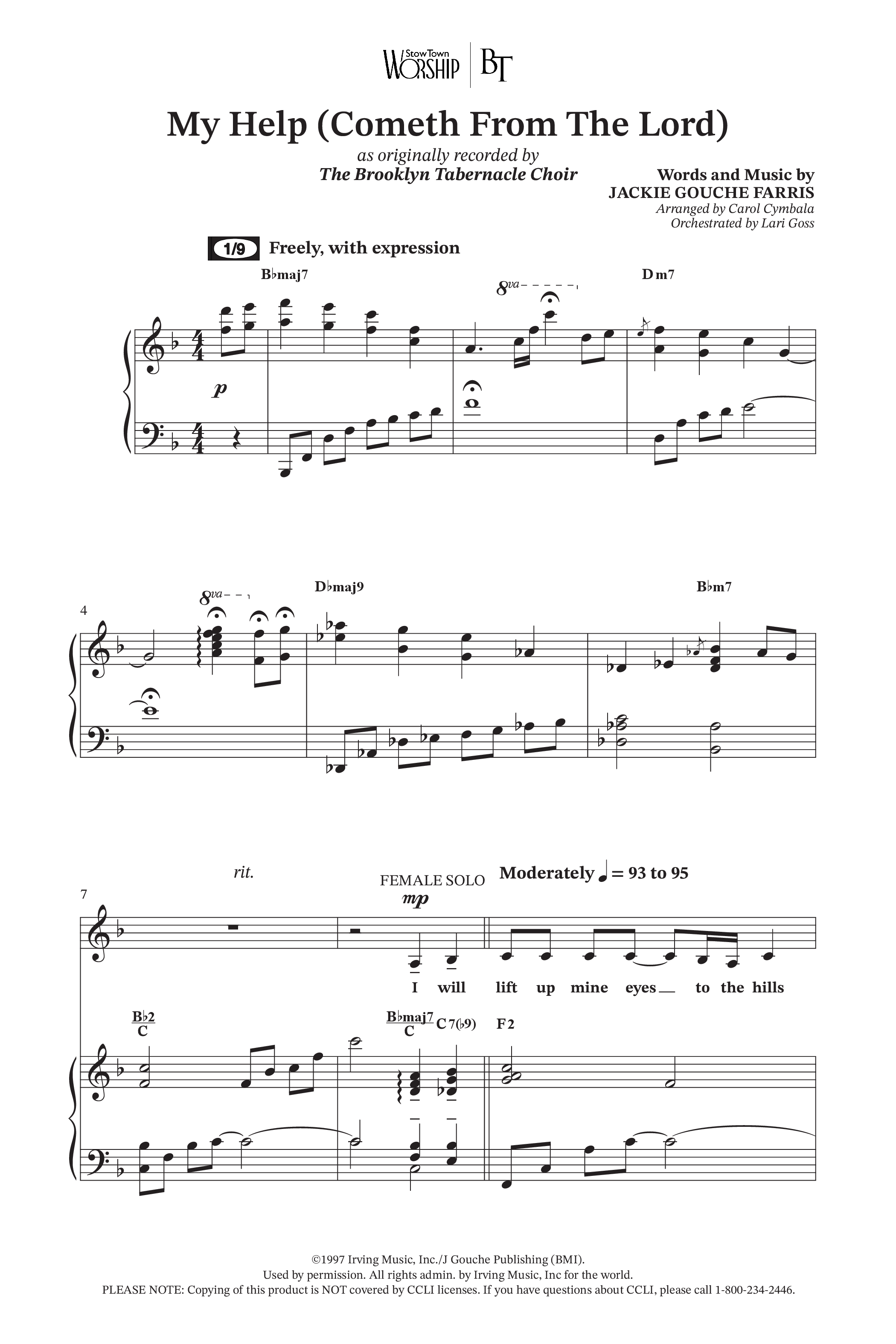 My Help Cometh From The Lord (Choral Anthem SATB) Octavo (SATB & Pno) (The Brooklyn Tabernacle Choir / Arr. Carol Cymbala / Orch. Lari Goss)