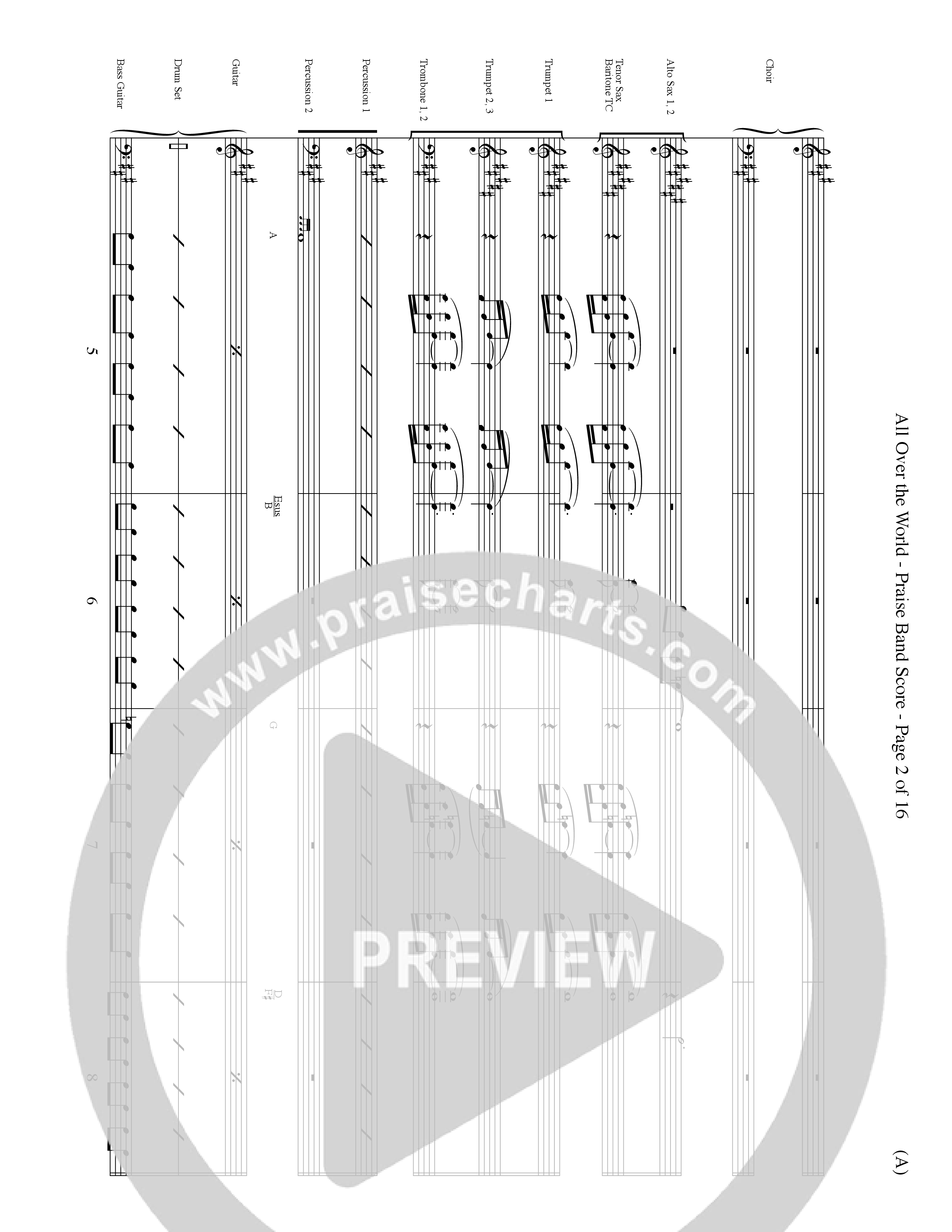 All Over The World (Choral Anthem SATB) PraiseBand (incl. Brass) (Word Music Choral / Orch. Dave Williamson)