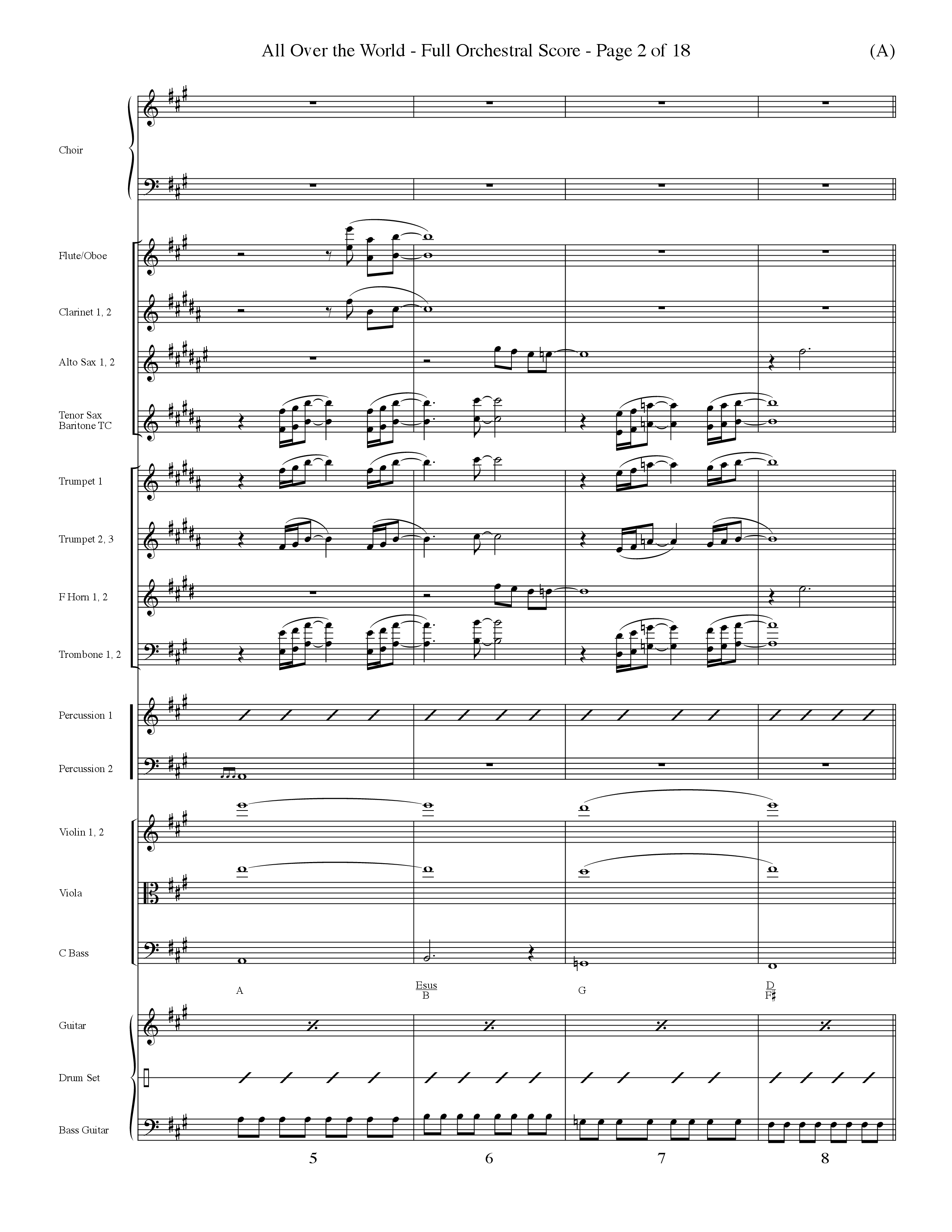 All Over The World (Choral Anthem SATB) Orchestration (Word Music Choral / Orch. Dave Williamson)