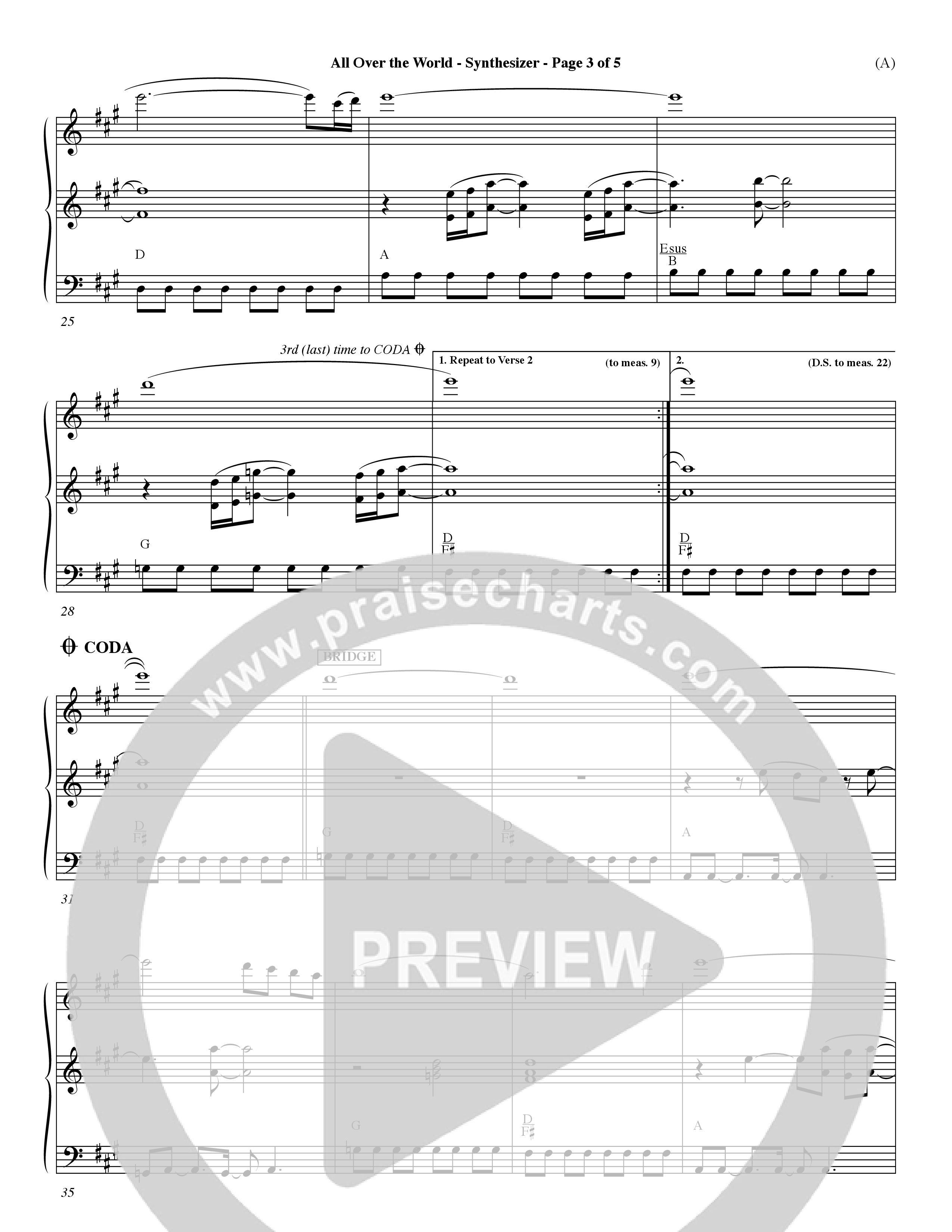 All Over The World (Choral Anthem SATB) Synth (Word Music Choral / Orch. Dave Williamson)