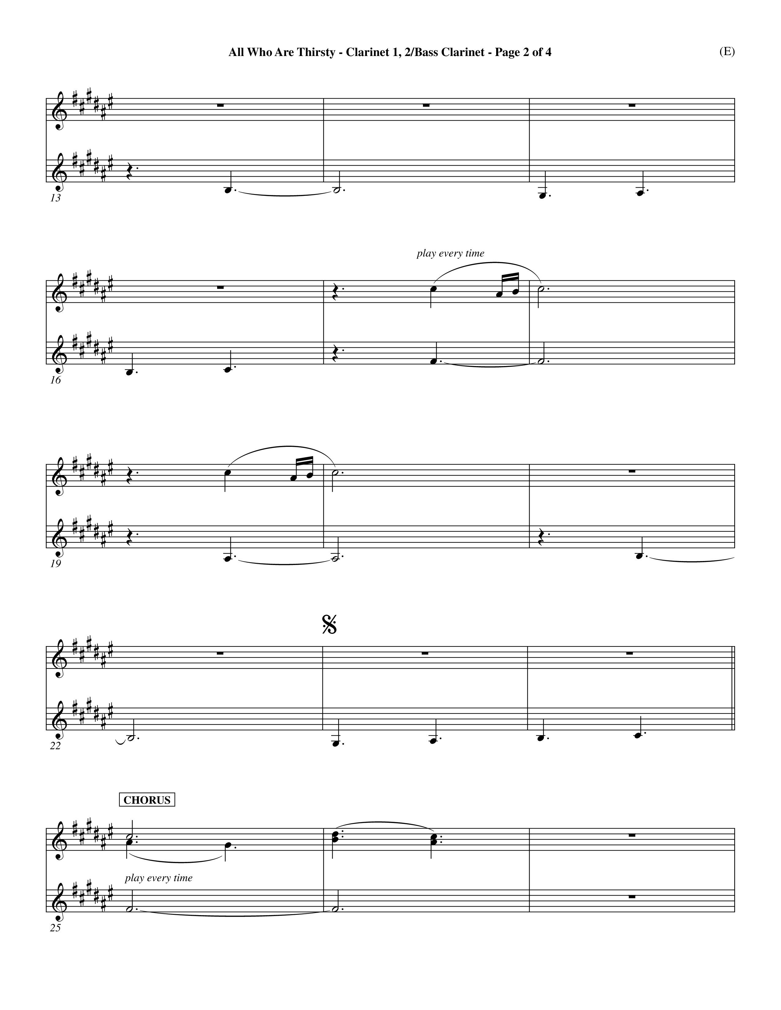 All Who Are Thirsty (Choral Anthem SATB) Clarinet 1/2, Bass Clarinet (Word Music Choral / Orch. Dave Williamson)