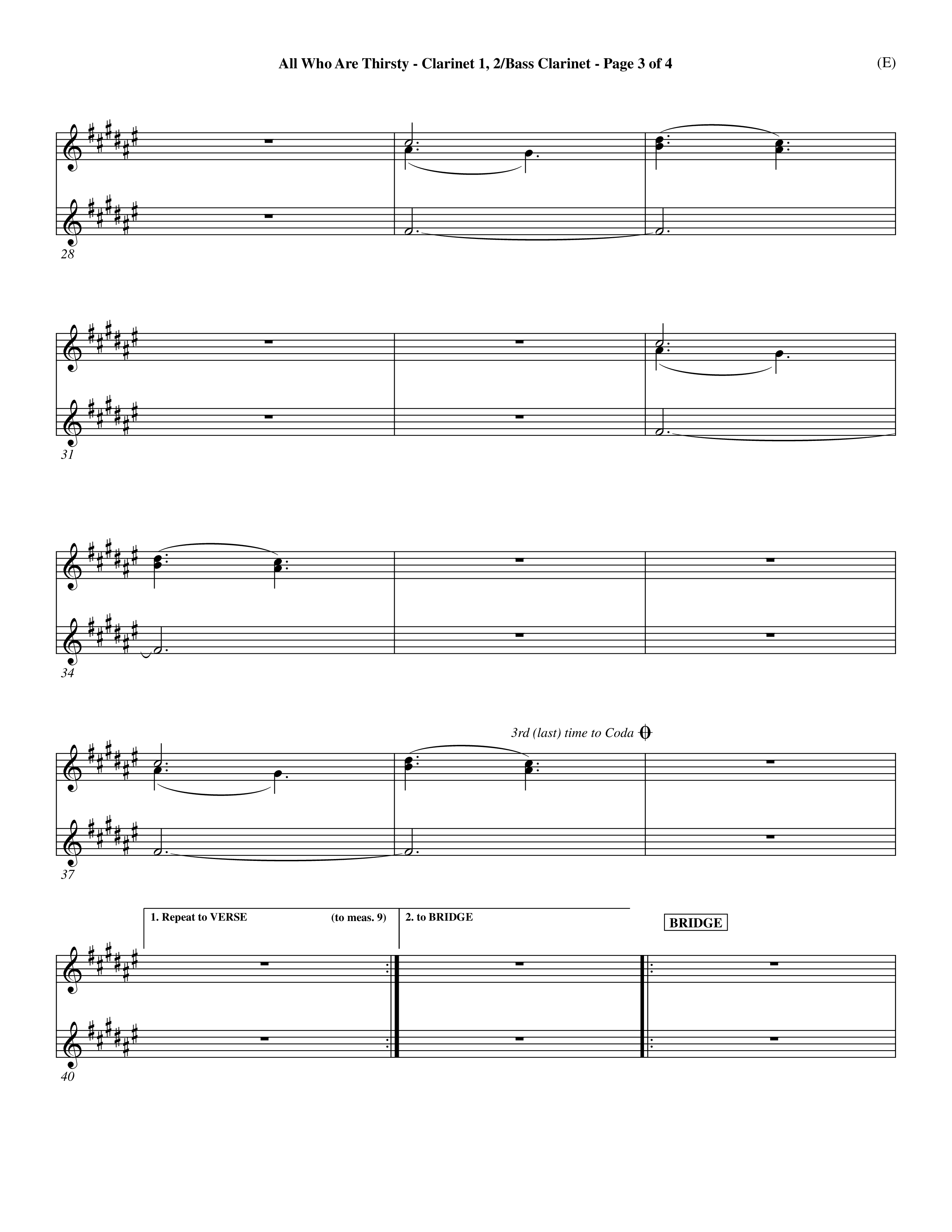 All Who Are Thirsty (Choral Anthem SATB) Clarinet 1/2, Bass Clarinet (Word Music Choral / Orch. Dave Williamson)
