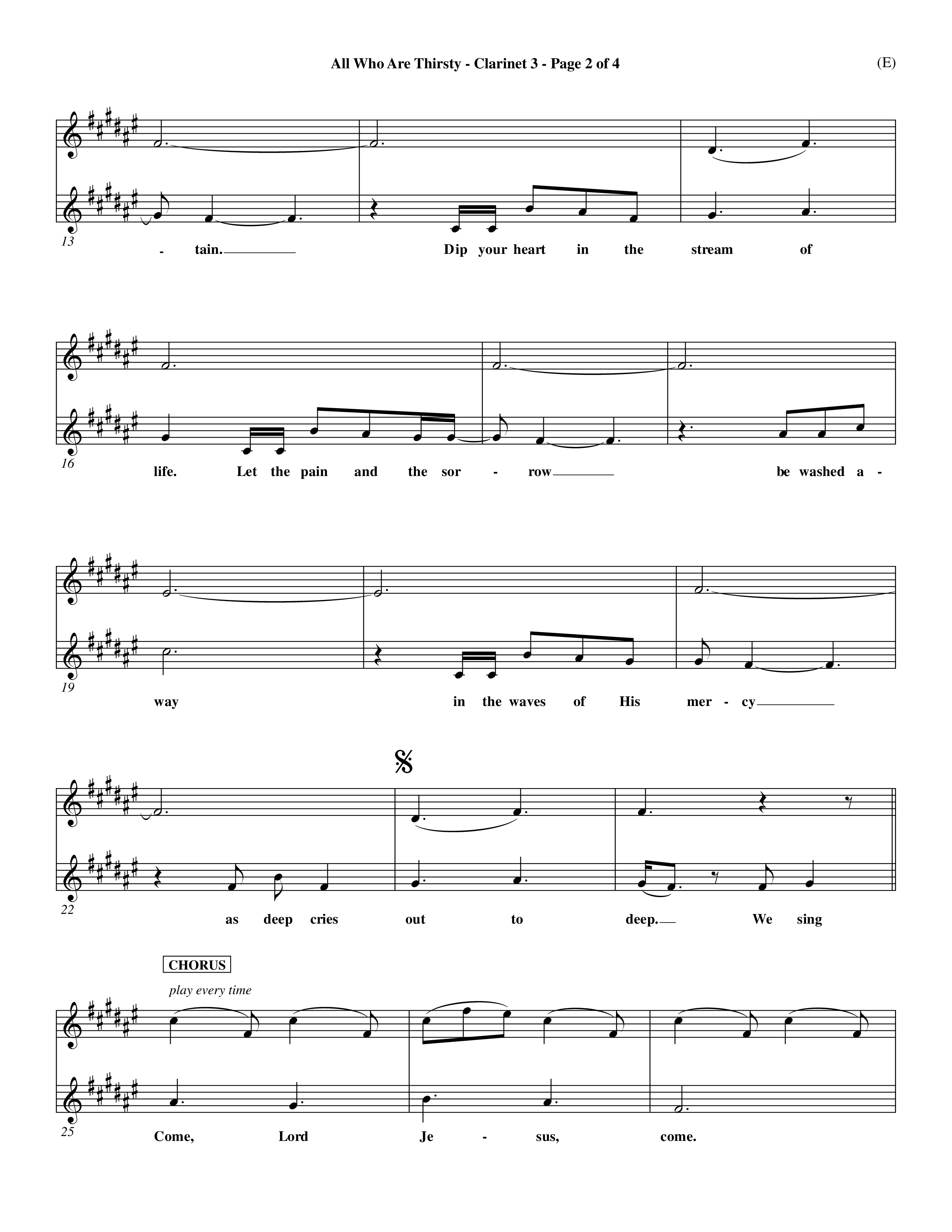 All Who Are Thirsty (Choral Anthem SATB) Clarinet 3 (Word Music Choral / Orch. Dave Williamson)