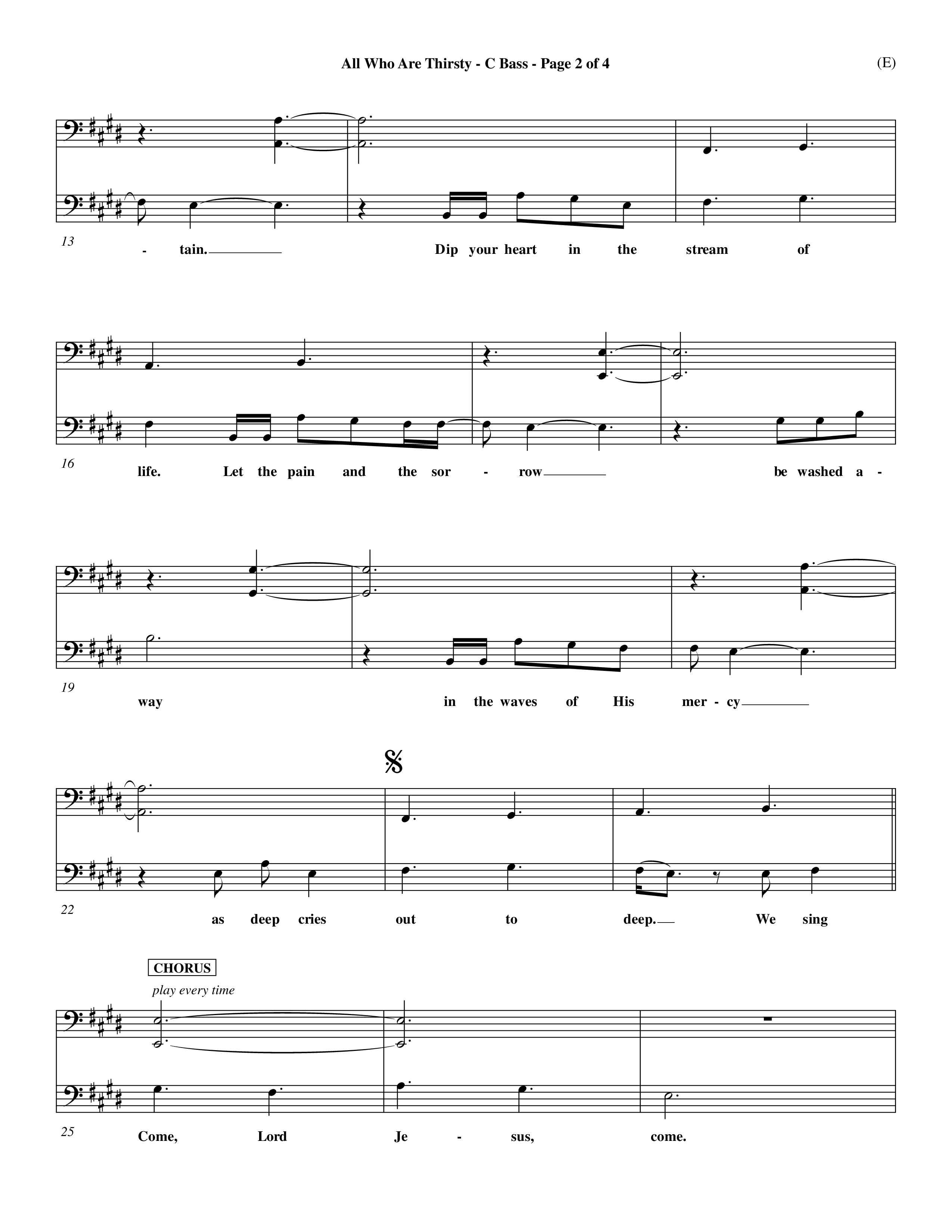 All Who Are Thirsty (Choral Anthem SATB) Contrabass (Word Music Choral / Orch. Dave Williamson)