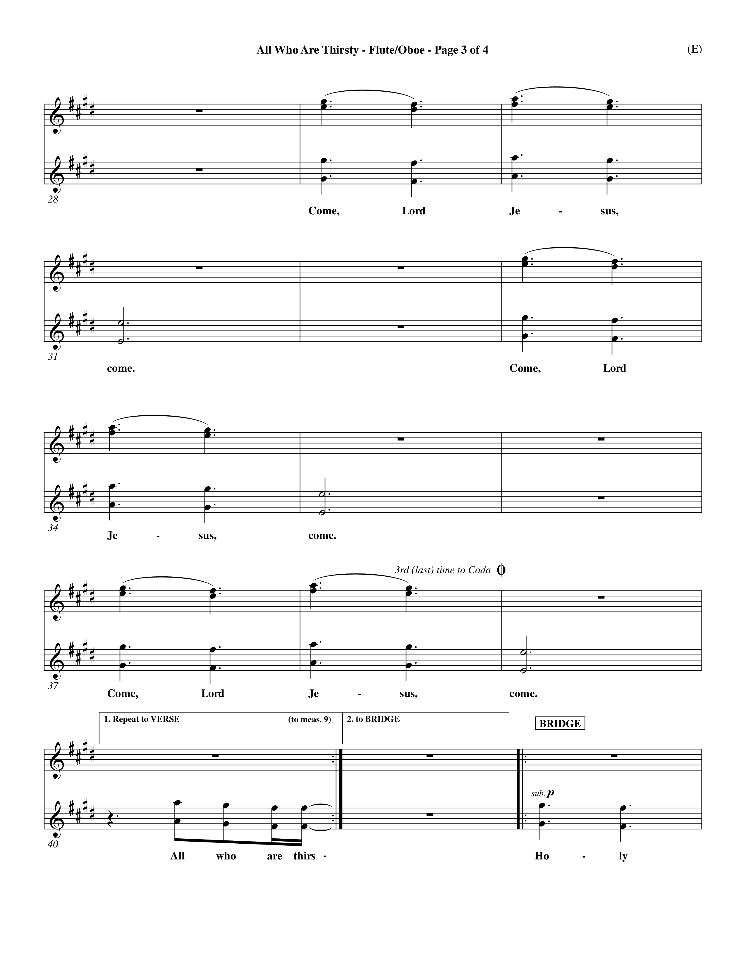 All Who Are Thirsty (Choral Anthem SATB) Flute/Oboe (Word Music Choral / Orch. Dave Williamson)