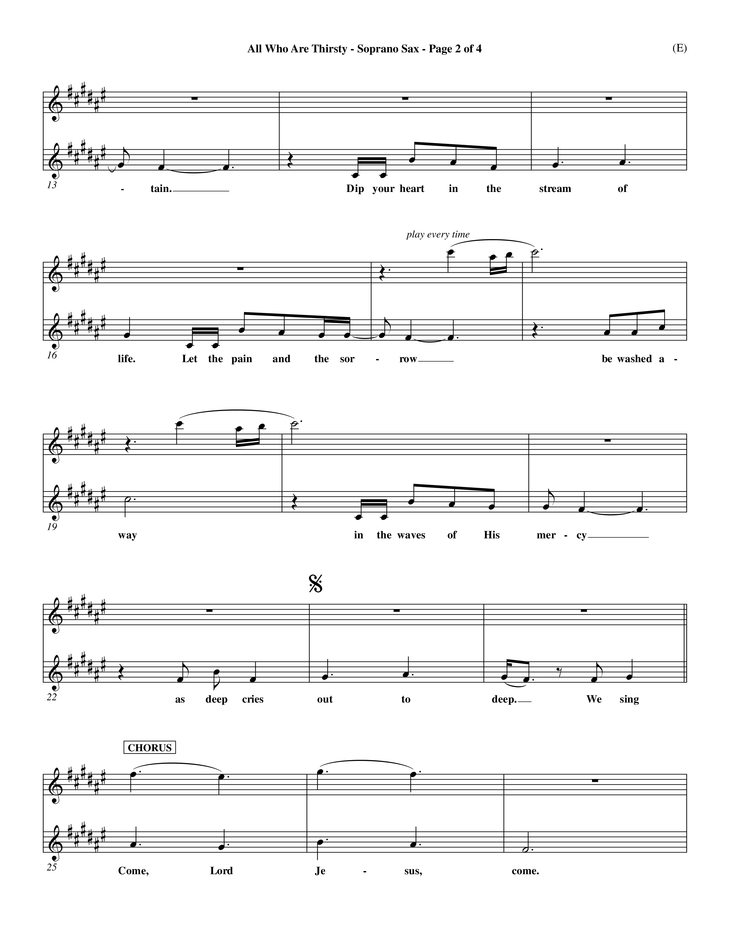 All Who Are Thirsty (Choral Anthem SATB) Saxophone (Word Music Choral / Orch. Dave Williamson)