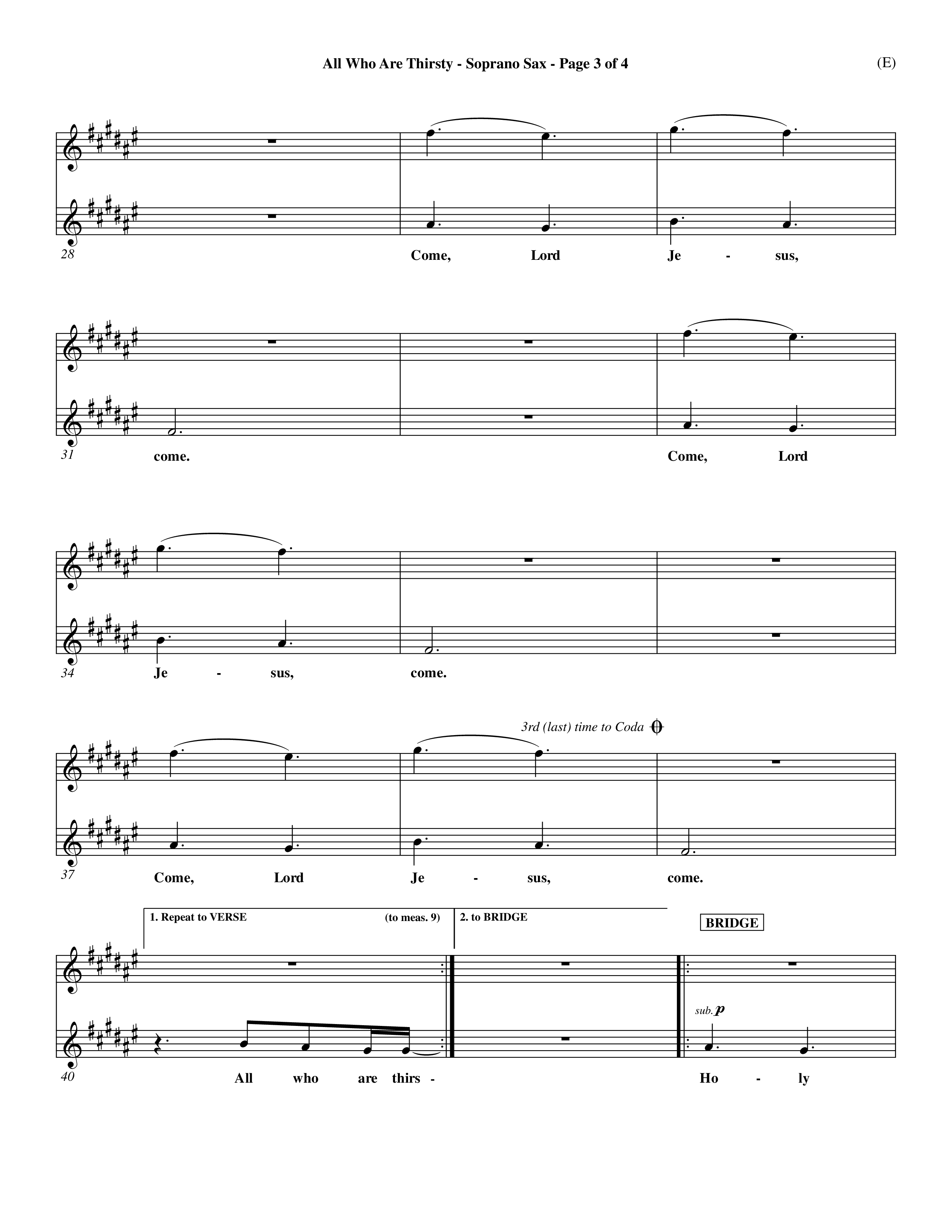 All Who Are Thirsty (Choral Anthem SATB) Saxophone (Word Music Choral / Orch. Dave Williamson)