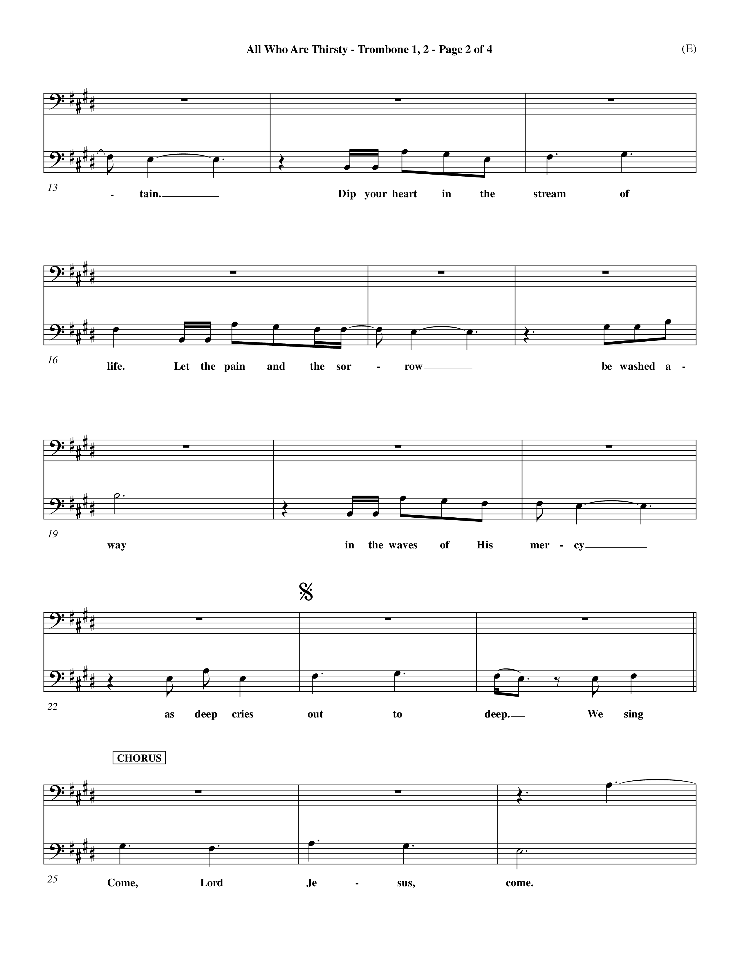 All Who Are Thirsty (Choral Anthem SATB) Trombone 1/2 (Word Music Choral / Orch. Dave Williamson)