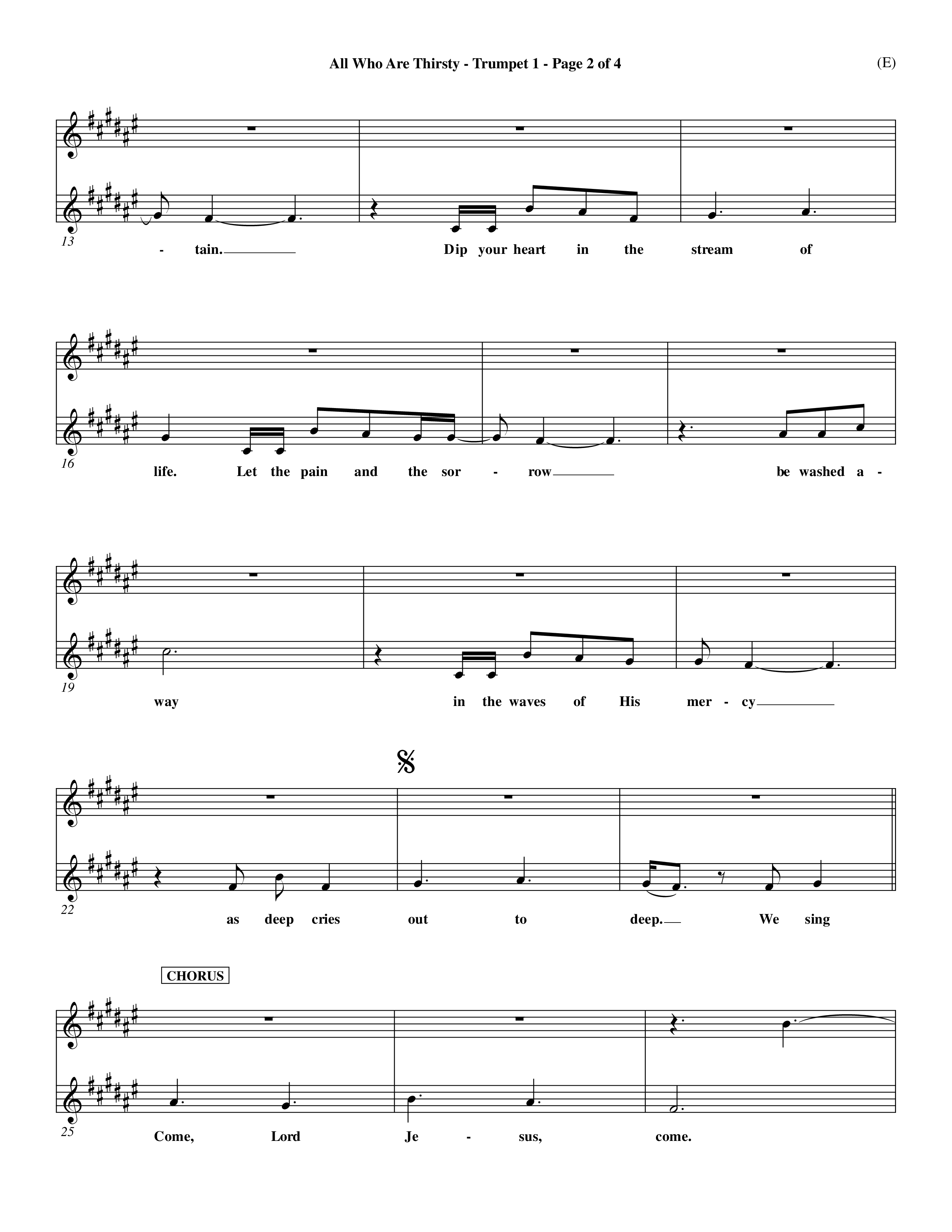 All Who Are Thirsty (Choral Anthem SATB) Trumpet 1 (Word Music Choral / Orch. Dave Williamson)