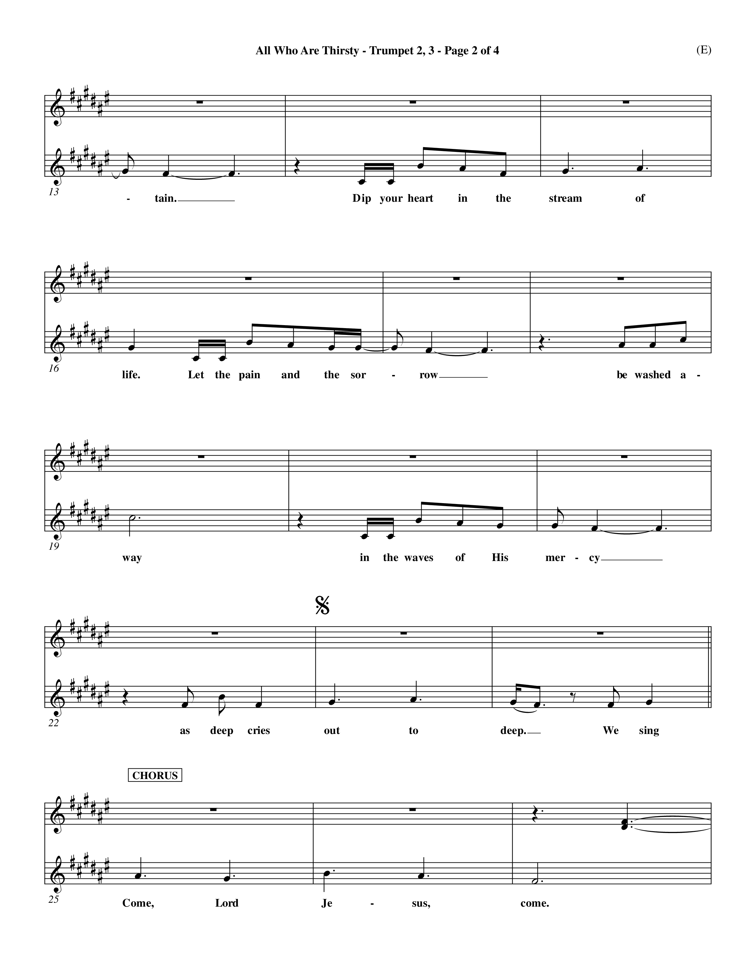 All Who Are Thirsty (Choral Anthem SATB) Trumpet 2/3 (Word Music Choral / Orch. Dave Williamson)