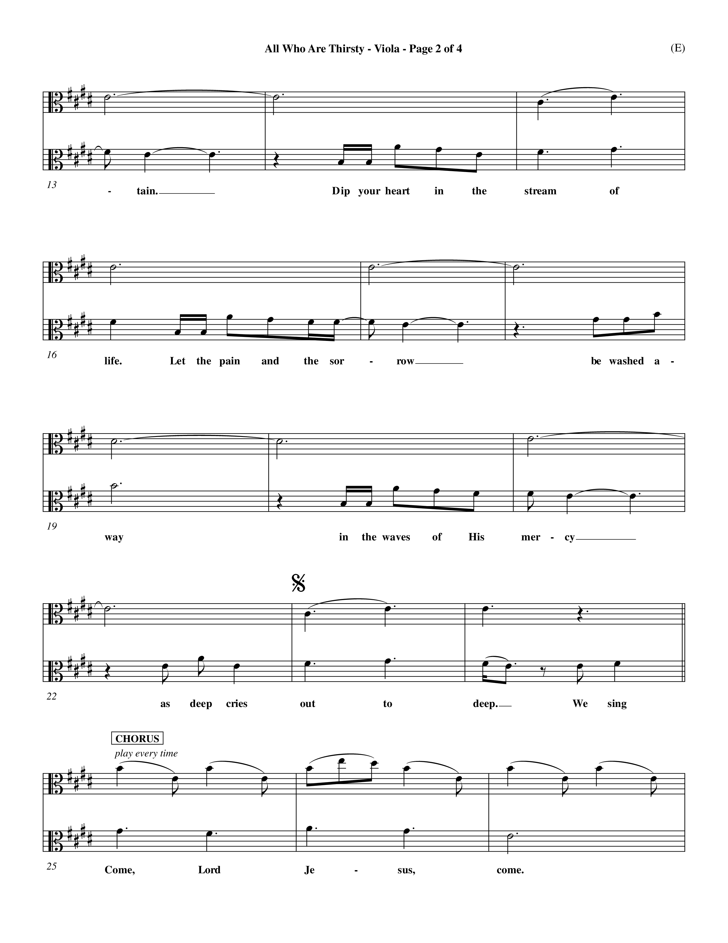 All Who Are Thirsty (Choral Anthem SATB) Viola (Word Music Choral / Orch. Dave Williamson)