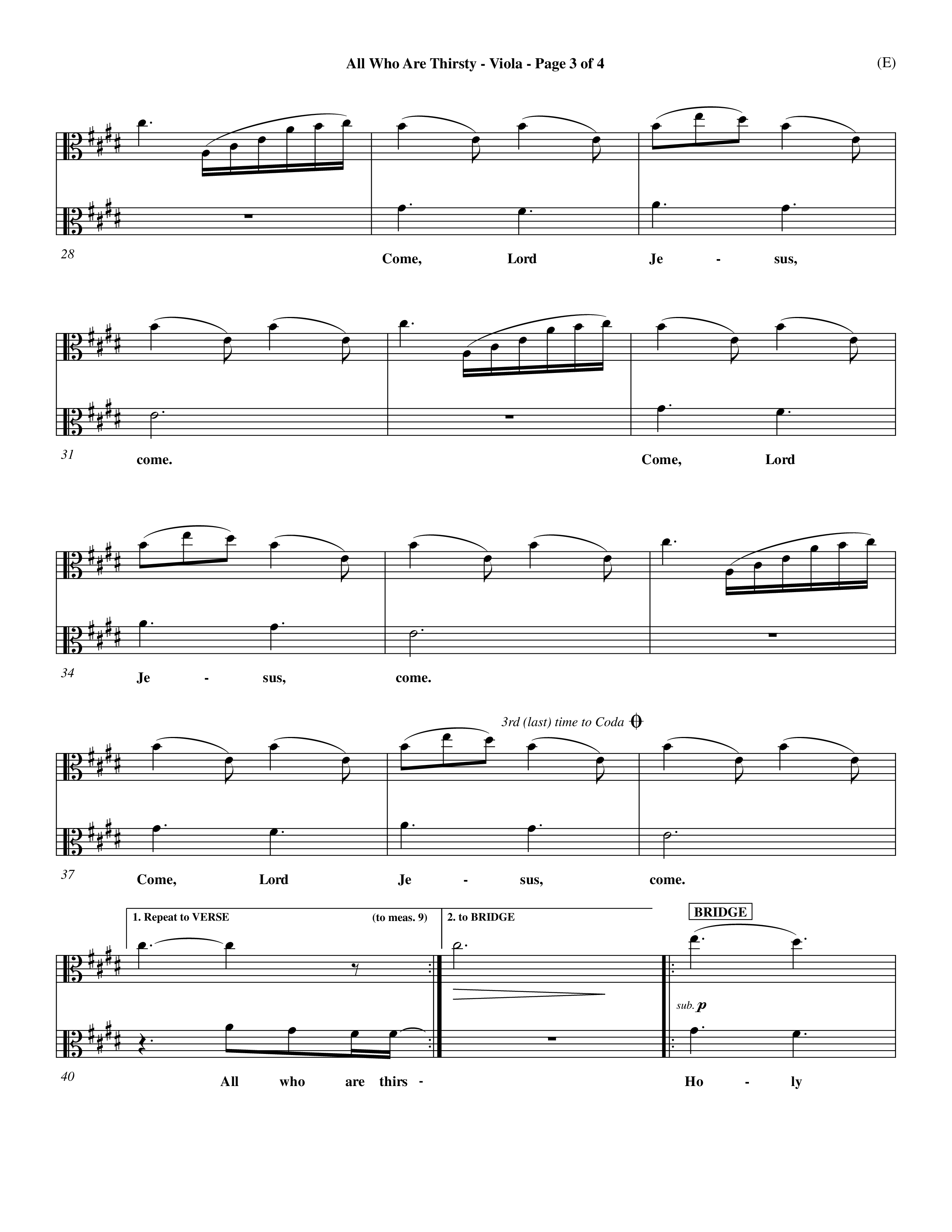 All Who Are Thirsty (Choral Anthem SATB) Viola (Word Music Choral / Orch. Dave Williamson)