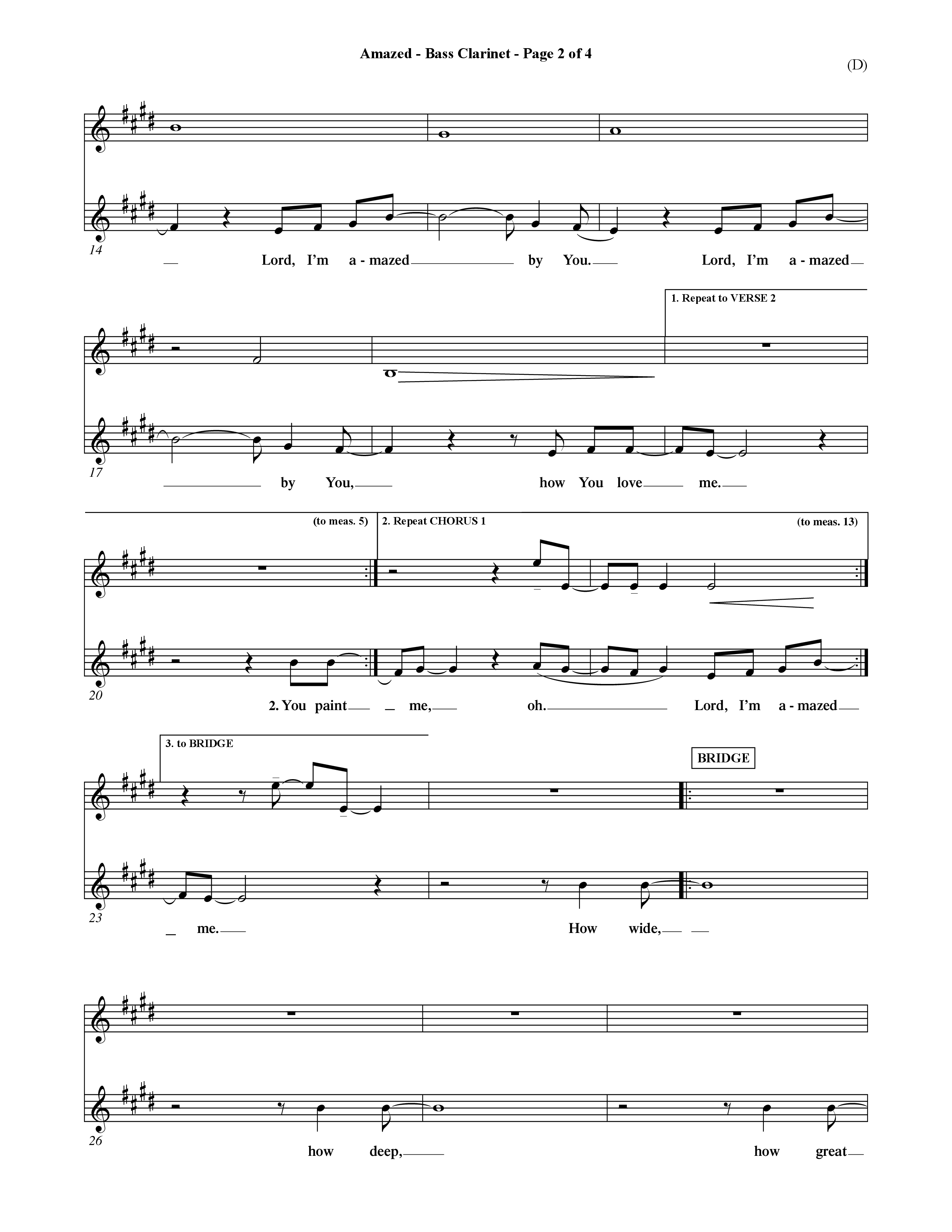 Amazed (Choral Anthem SATB) Bass Clarinet (Word Music Choral / Orch. David Shipps)