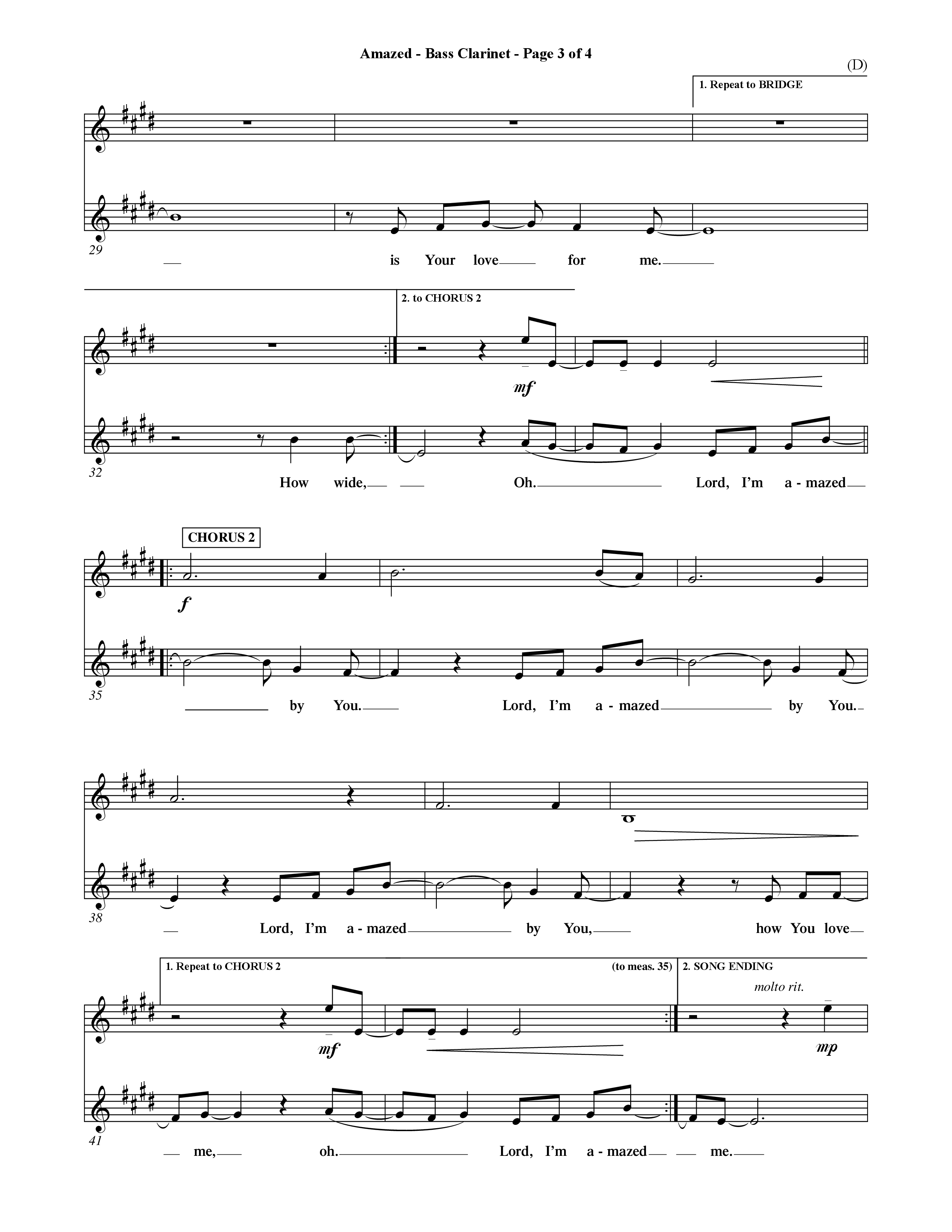 Amazed (Choral Anthem SATB) Bass Clarinet (Word Music Choral / Orch. David Shipps)