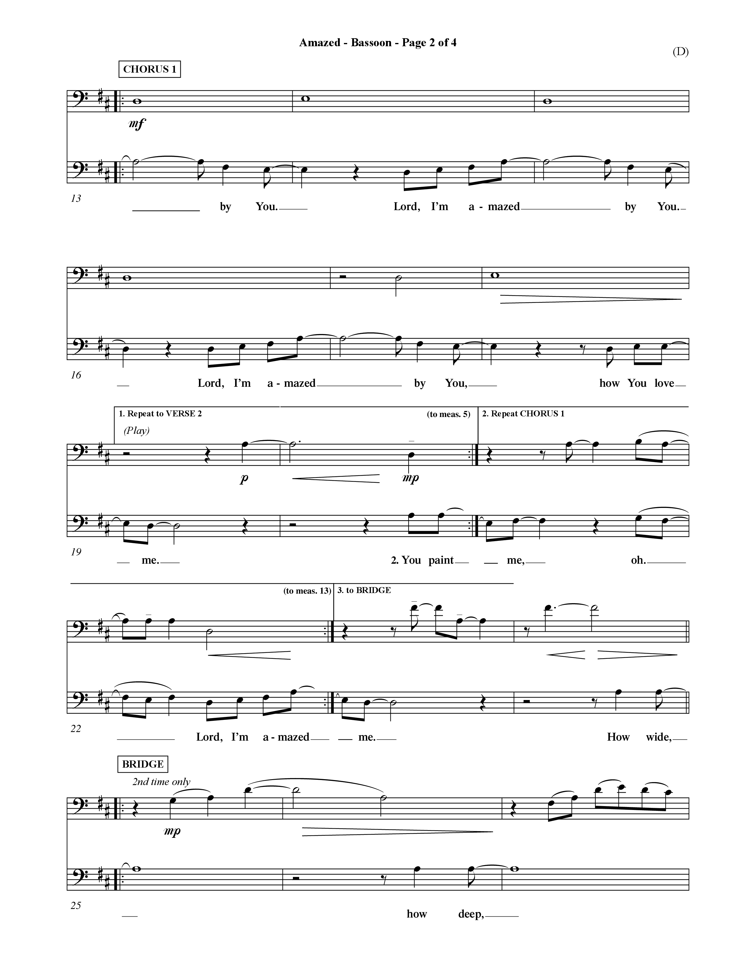 Amazed (Choral Anthem SATB) Bassoon (Word Music Choral / Orch. David Shipps)