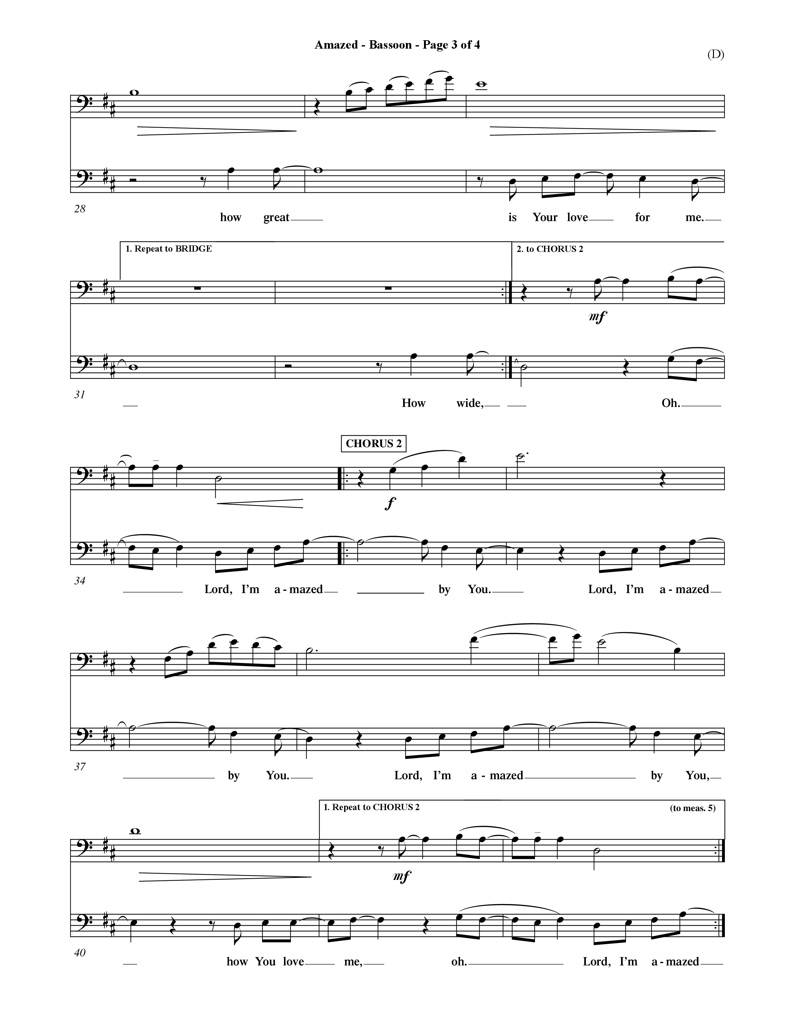 Amazed (Choral Anthem SATB) Bassoon (Word Music Choral / Orch. David Shipps)