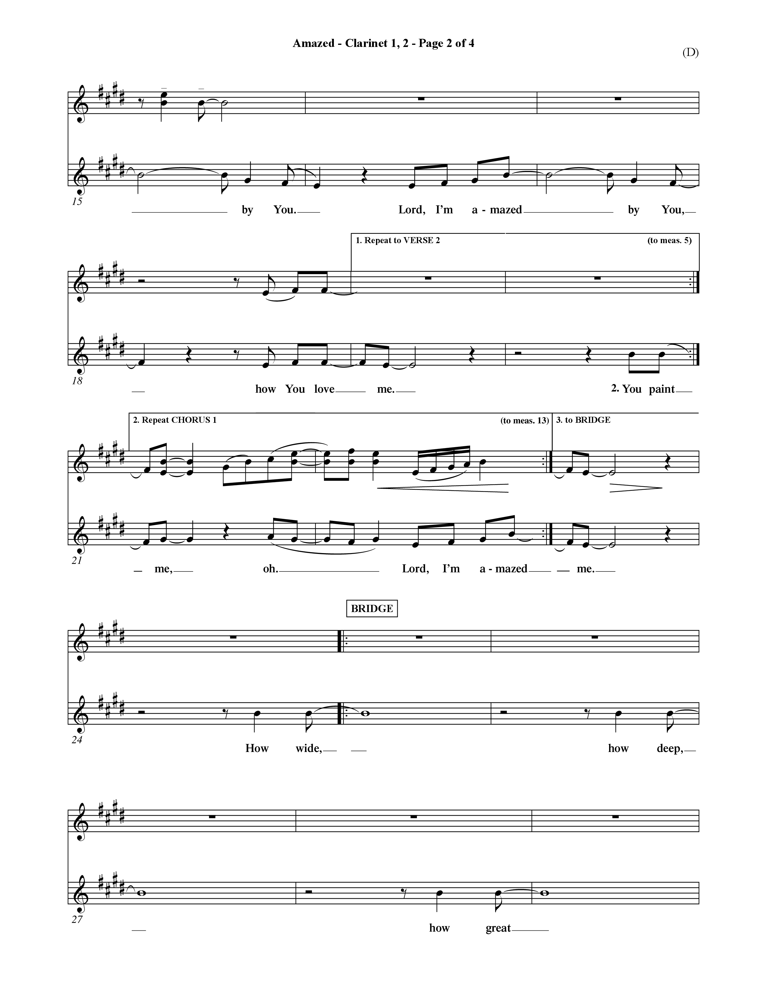 Amazed (Choral Anthem SATB) Clarinet 1/2 (Word Music Choral / Orch. David Shipps)