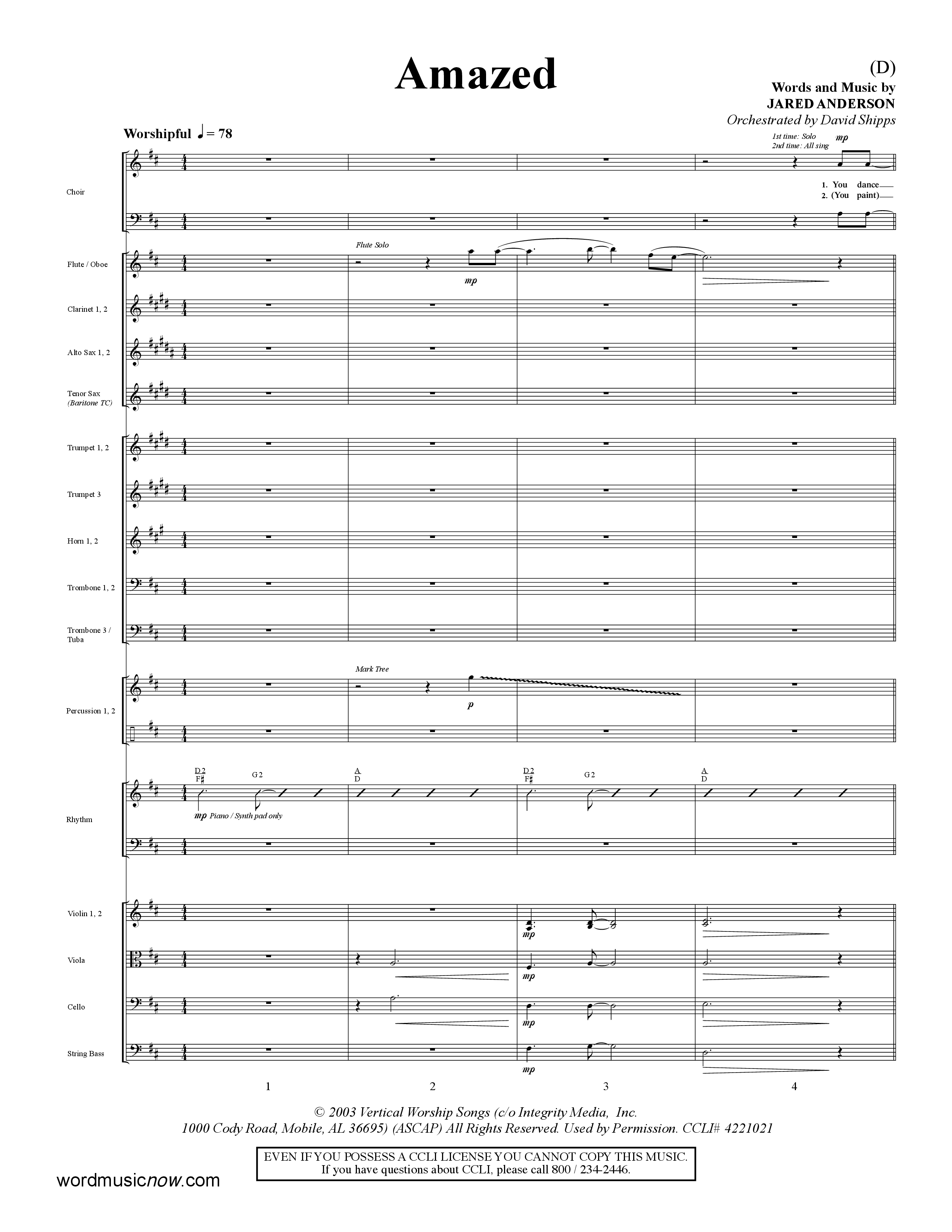 Amazed (Choral Anthem SATB) Conductor's Score (Word Music Choral / Orch. David Shipps)