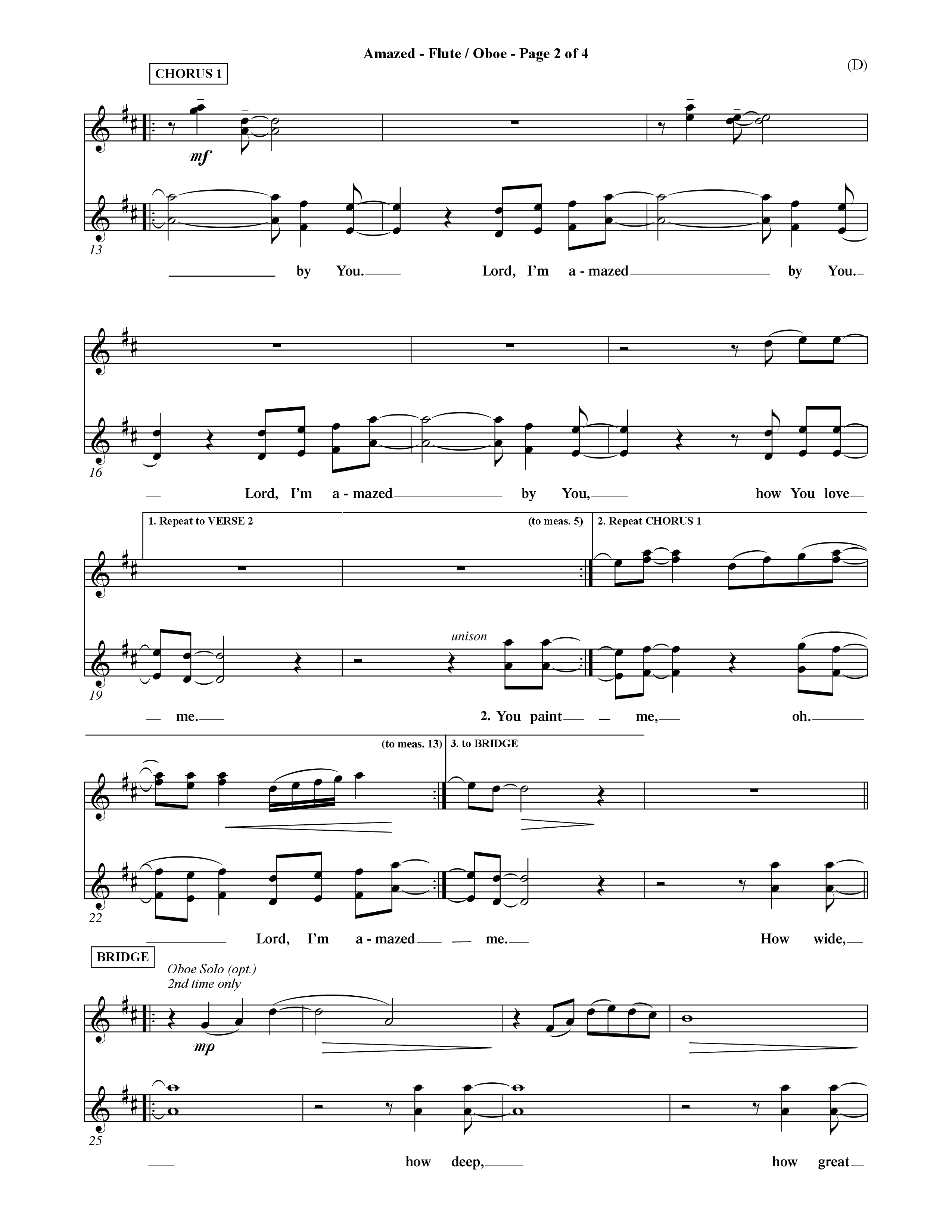 Amazed (Choral Anthem SATB) Flute/Oboe (Word Music Choral / Orch. David Shipps)