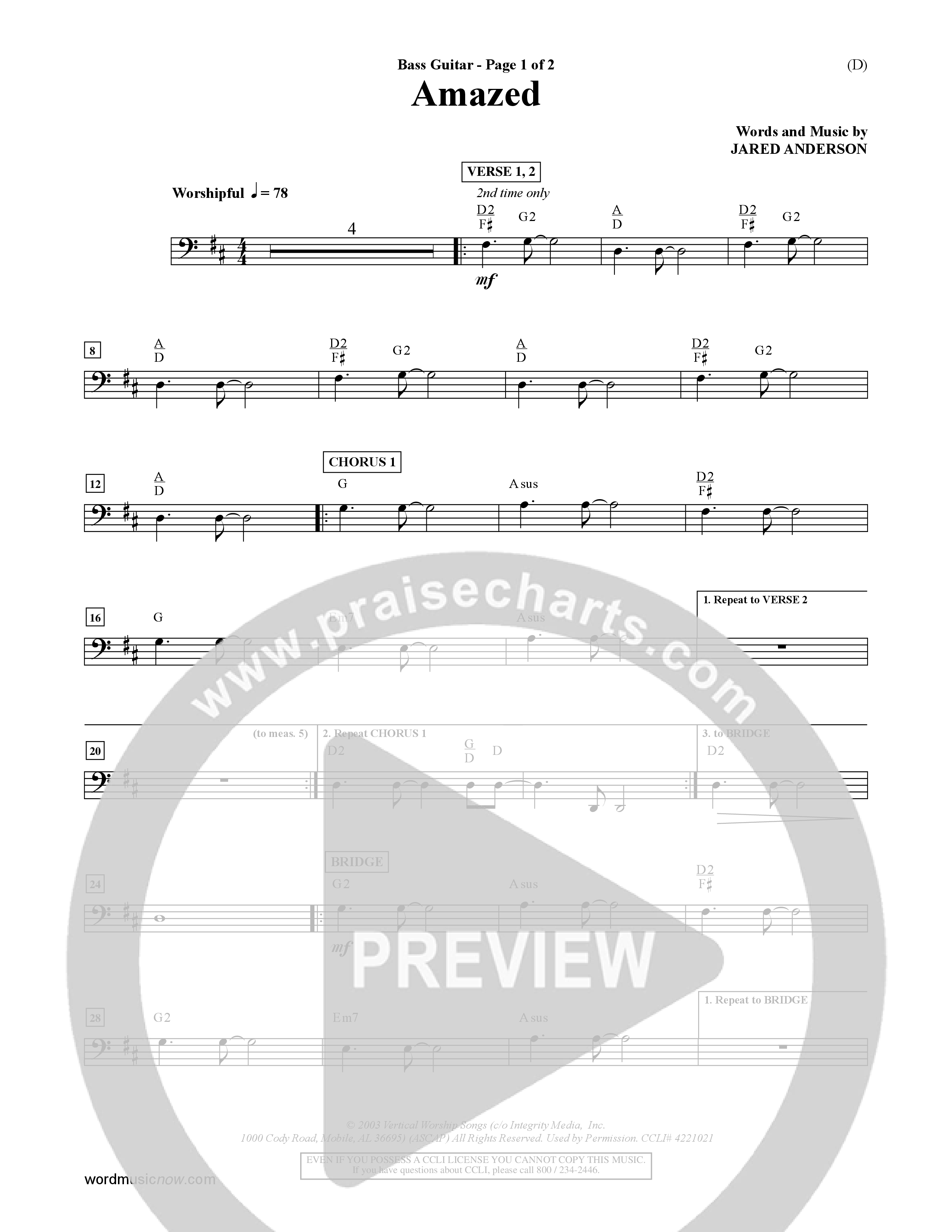 Amazed (Choral Anthem SATB) Guitar (Word Music Choral / Orch. David Shipps)