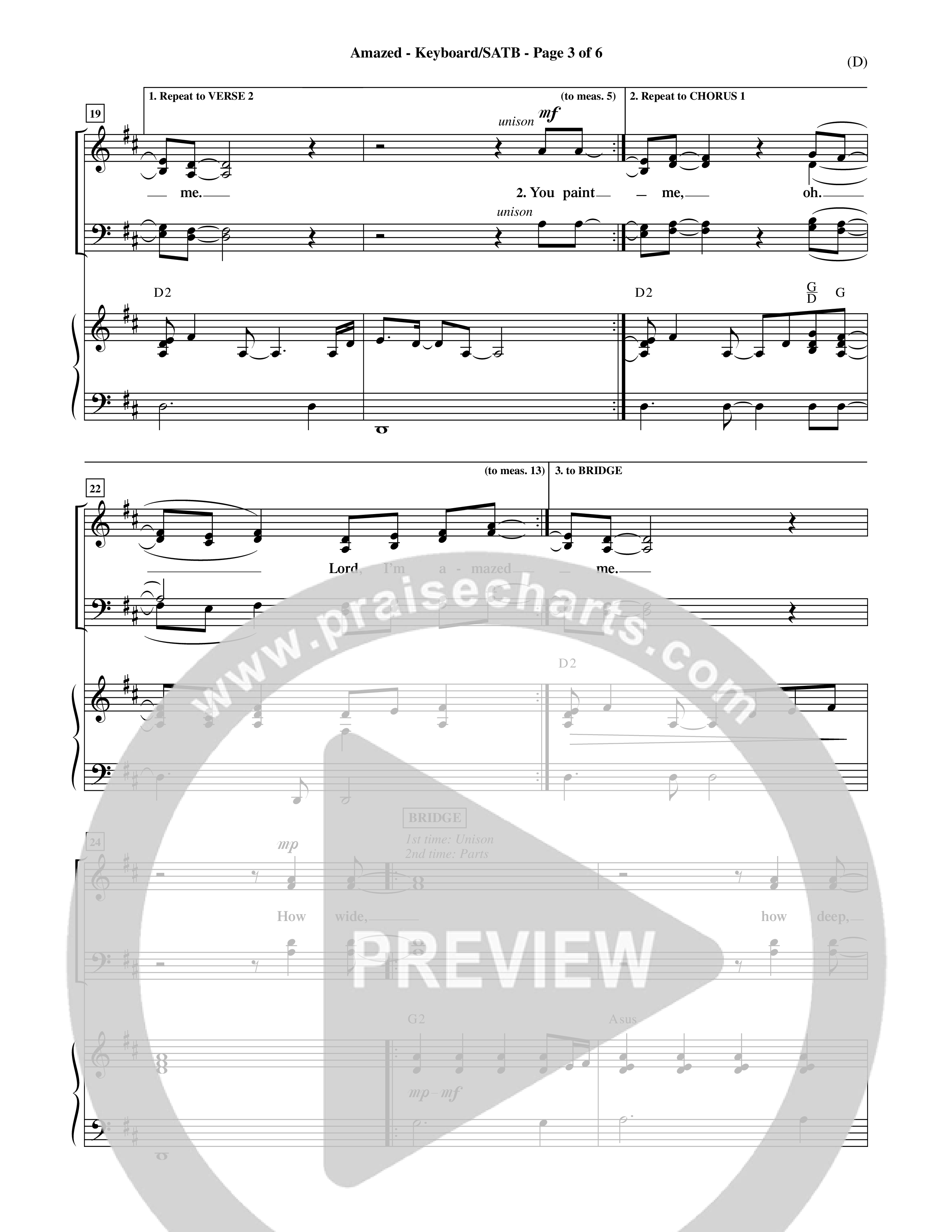Amazed (Choral Anthem SATB) Keyboard/Vocal (SATB) (Word Music Choral / Orch. David Shipps)