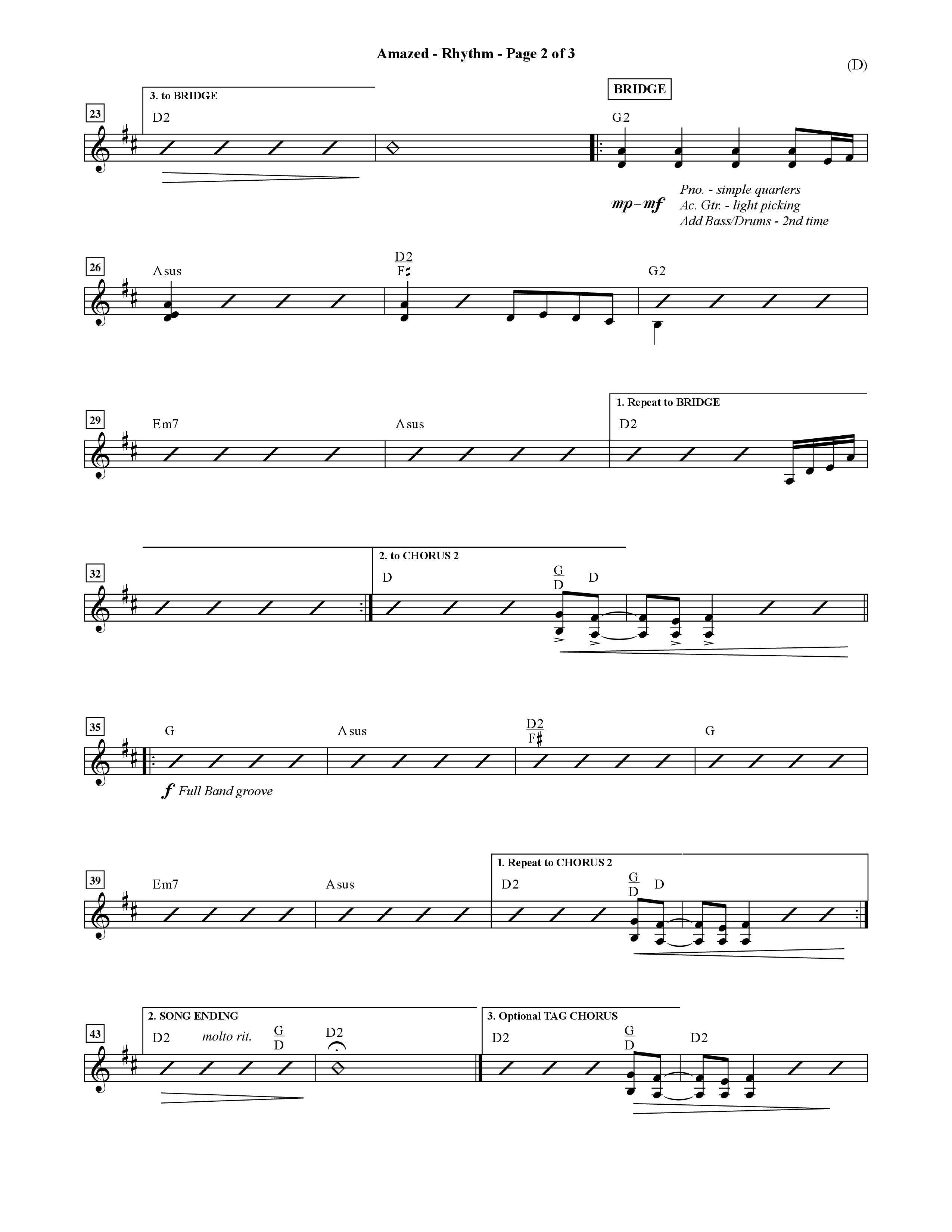 Amazed (Choral Anthem SATB) Rhythm Chart (Word Music Choral / Orch. David Shipps)