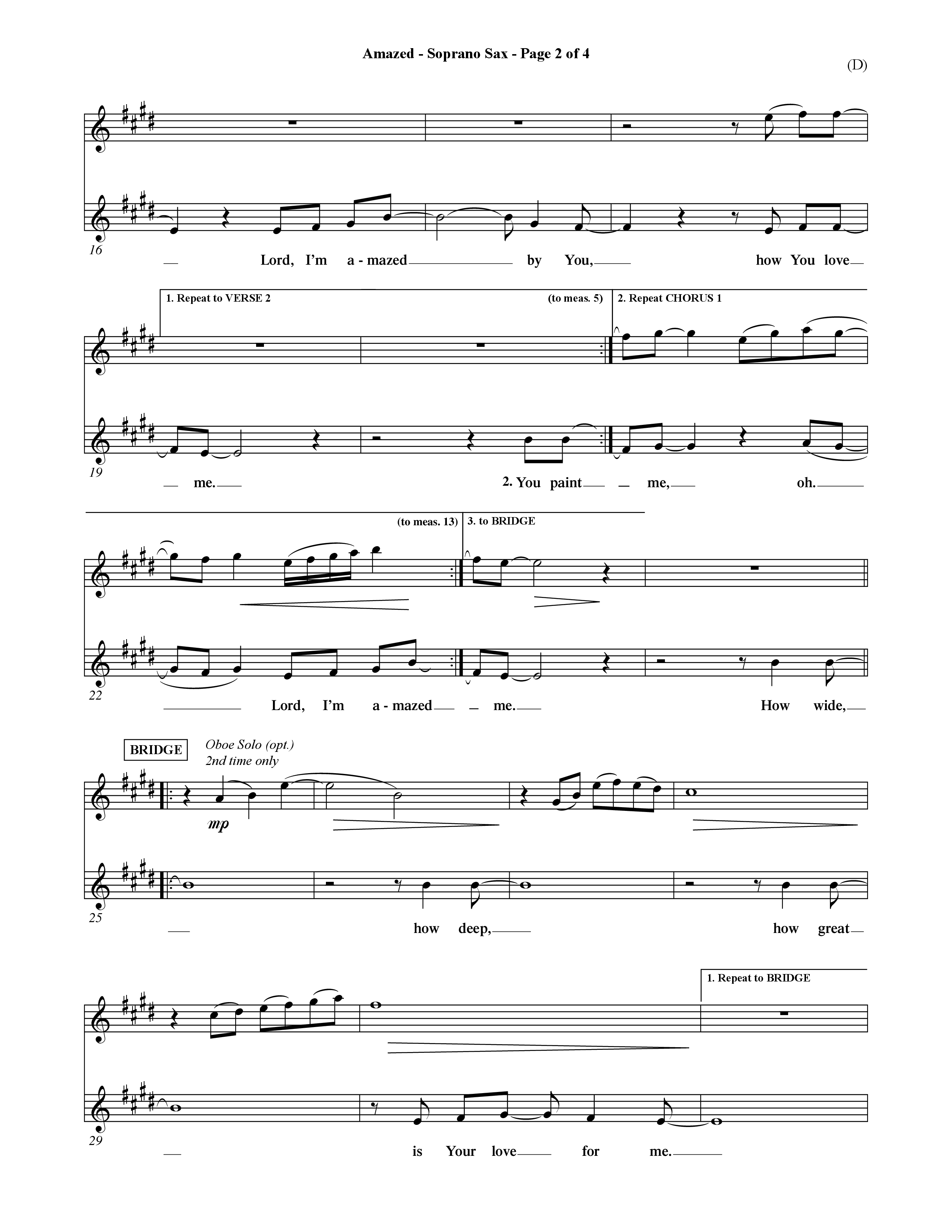 Amazed (Choral Anthem SATB) Saxophone (Word Music Choral / Orch. David Shipps)