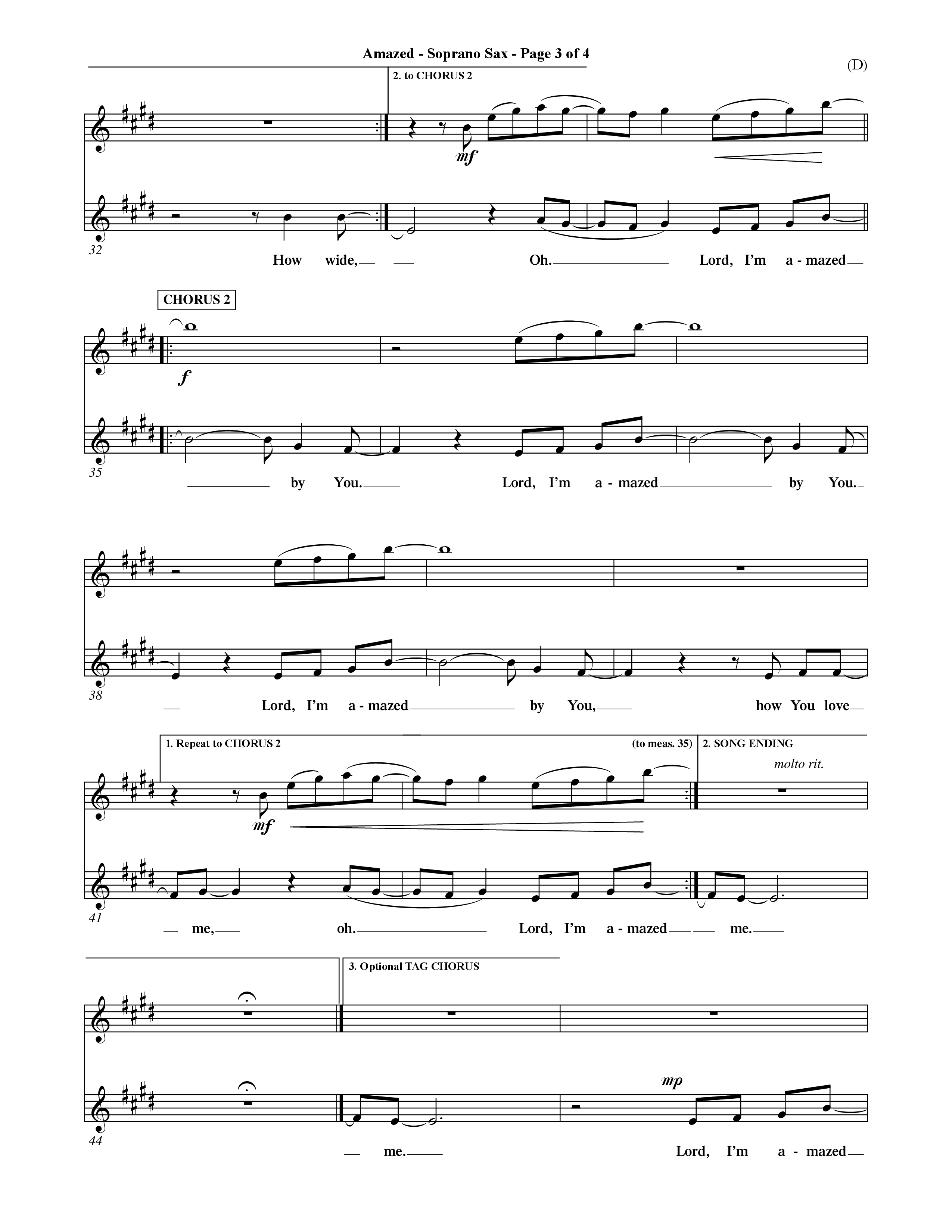 Amazed (Choral Anthem SATB) Saxophone (Word Music Choral / Orch. David Shipps)