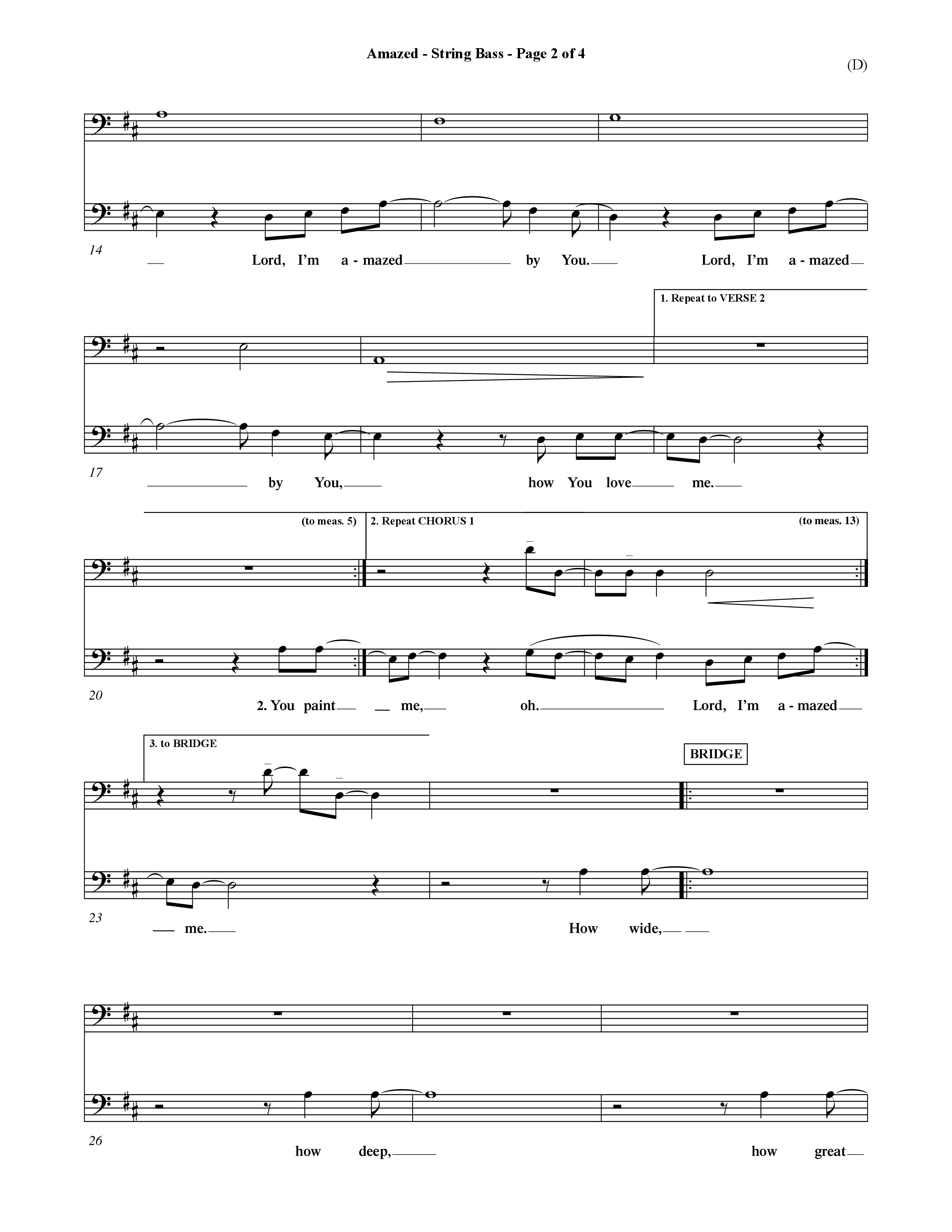 Amazed (Choral Anthem SATB) String Bass (Word Music Choral / Orch. David Shipps)