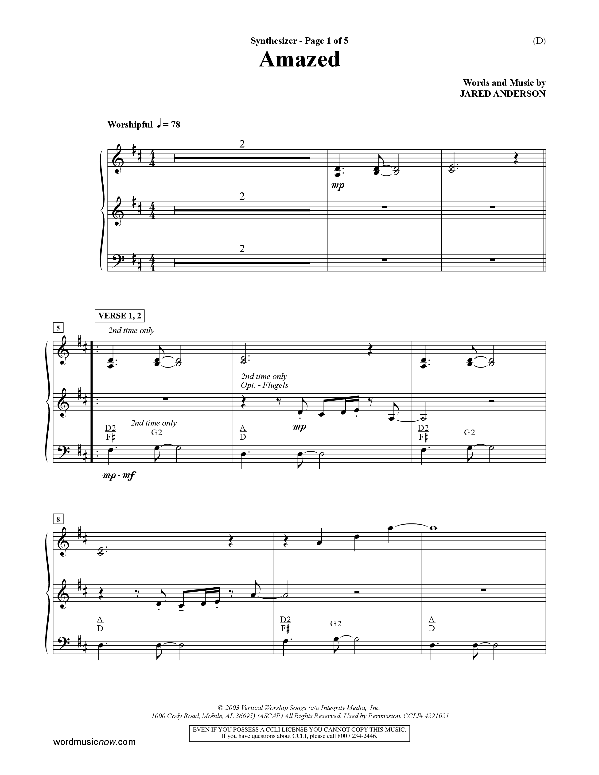 Amazed (Choral Anthem SATB) Synth (Word Music Choral / Orch. David Shipps)