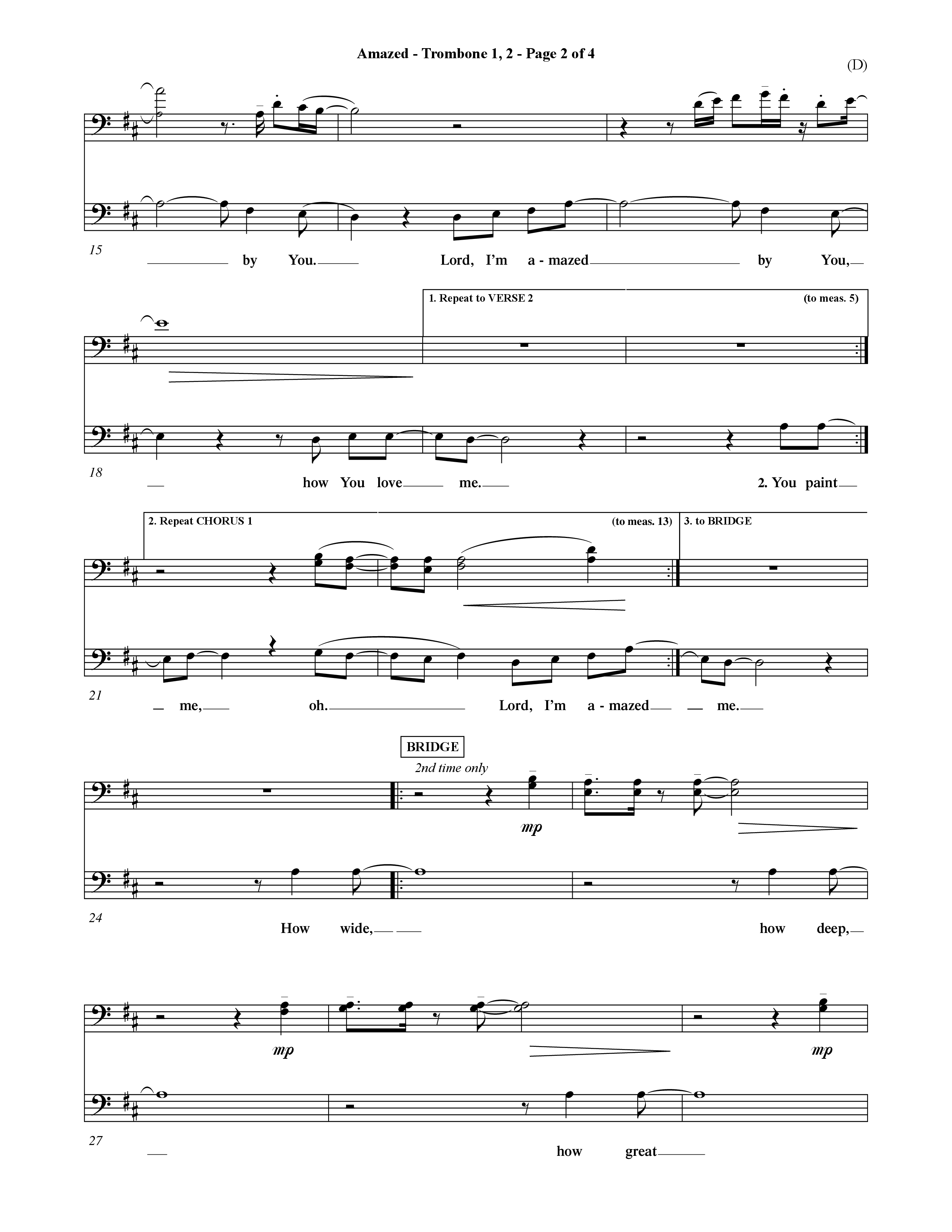 Amazed (Choral Anthem SATB) Trombone 1/2 (Word Music Choral / Orch. David Shipps)