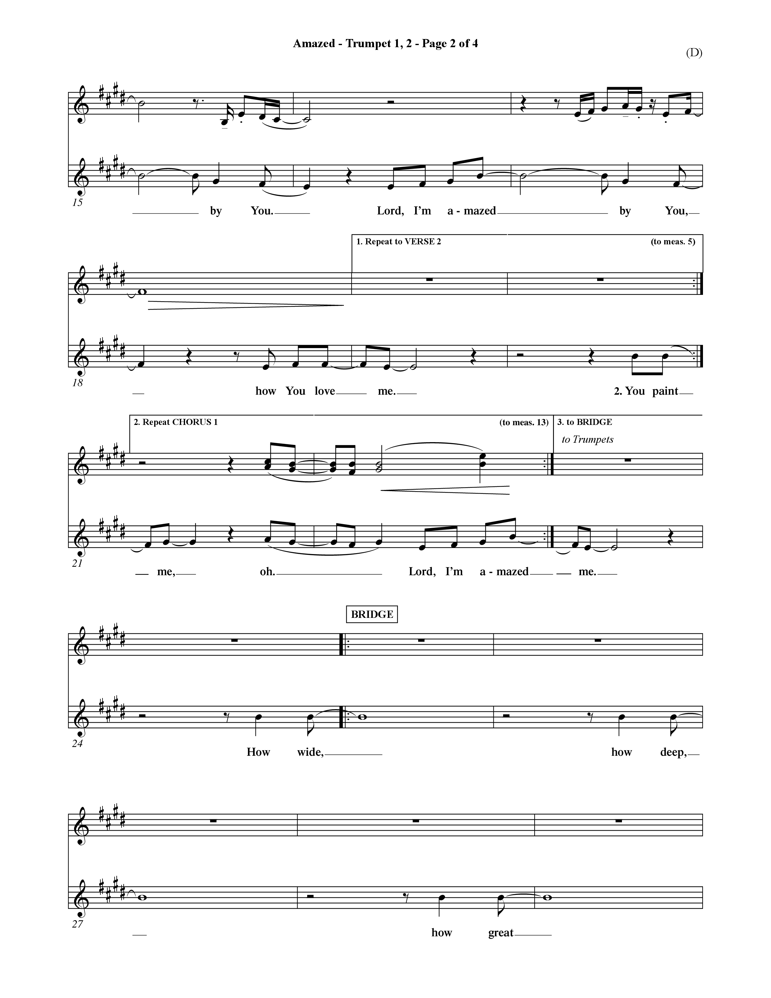 Amazed (Choral Anthem SATB) Trumpet 1,2 (Word Music Choral / Orch. David Shipps)