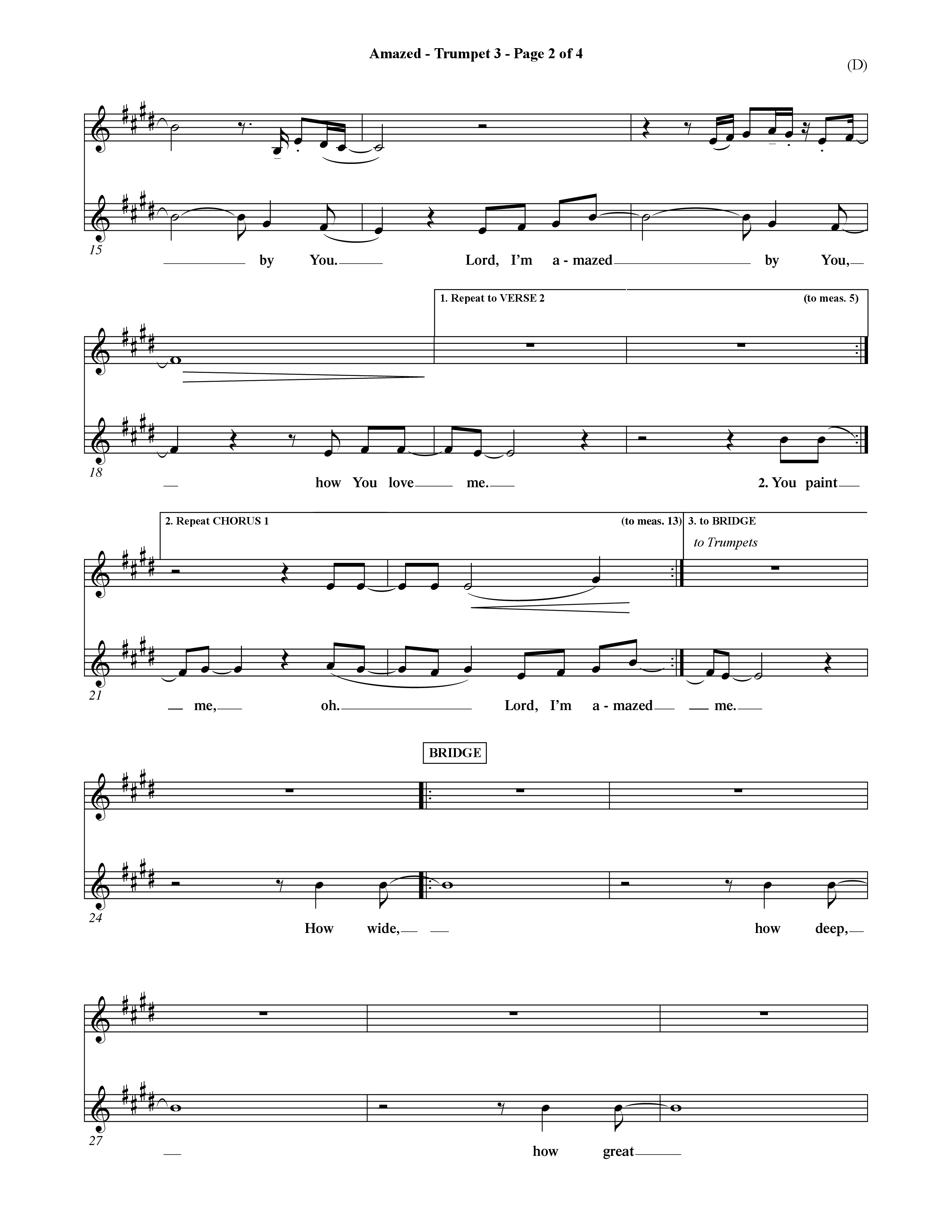 Amazed (Choral Anthem SATB) Trumpet 3 (Word Music Choral / Orch. David Shipps)