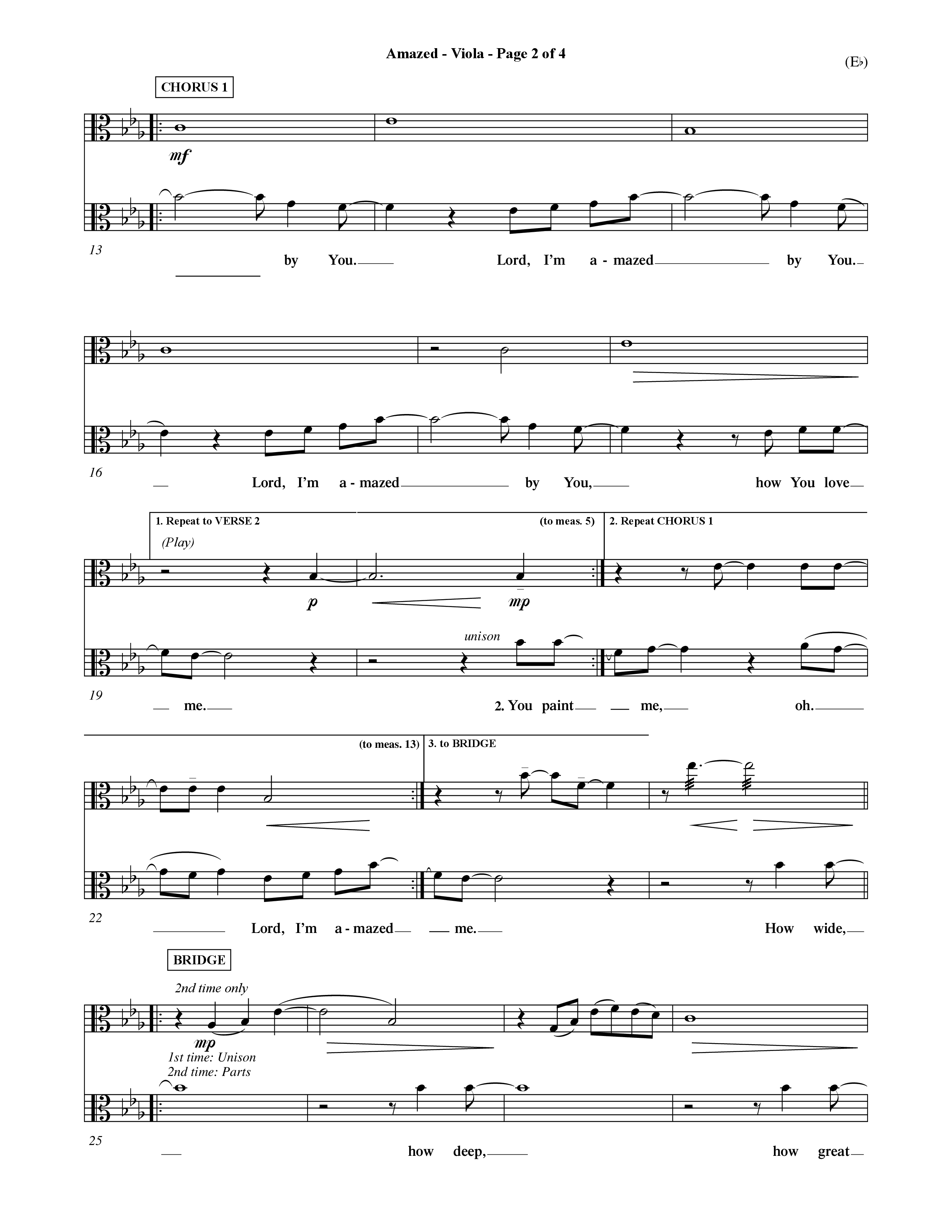 Amazed (Choral Anthem SATB) Viola (Word Music Choral / Orch. David Shipps)