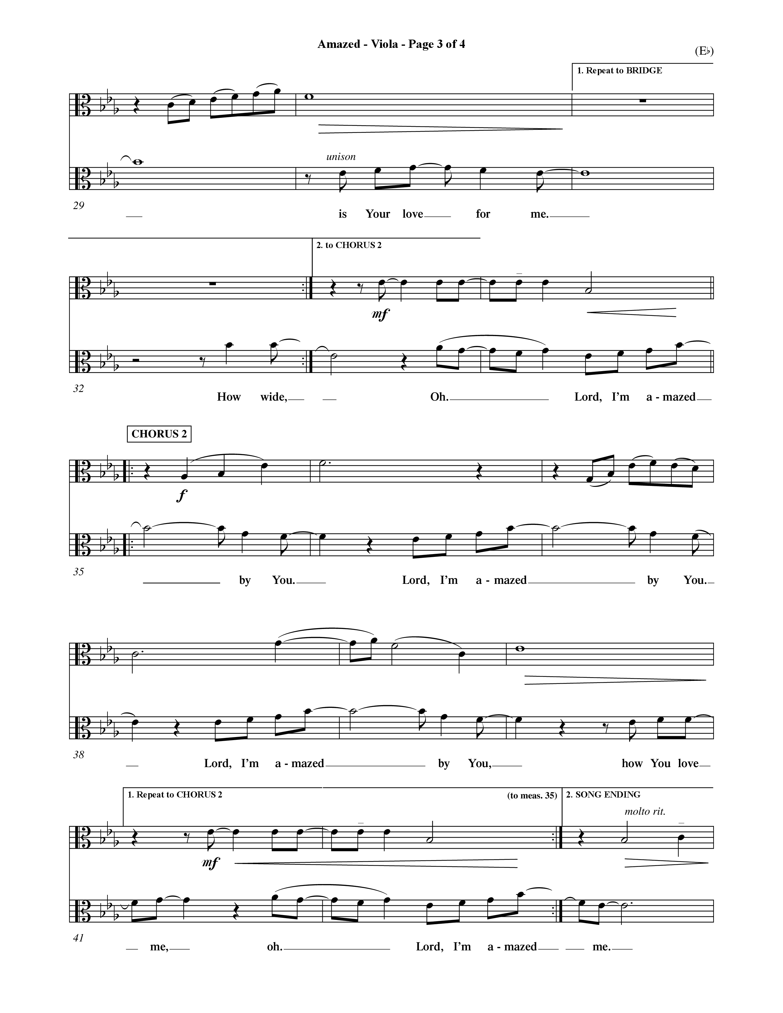 Amazed (Choral Anthem SATB) Viola (Word Music Choral / Orch. David Shipps)