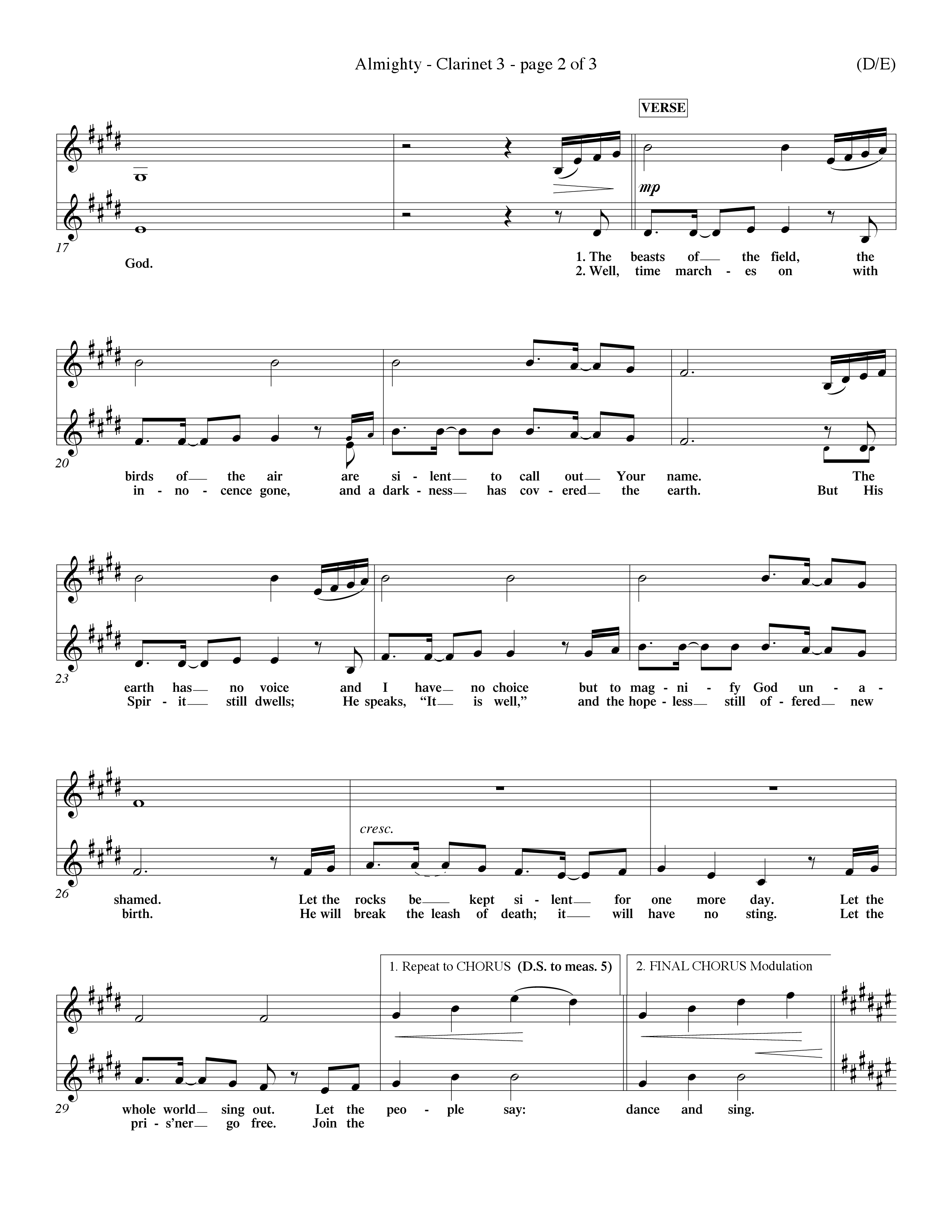 Almighty (Choral Anthem SATB) Clarinet 3 (Word Music Choral / Orch. Don Hart / Orch. Wayne Yankie)