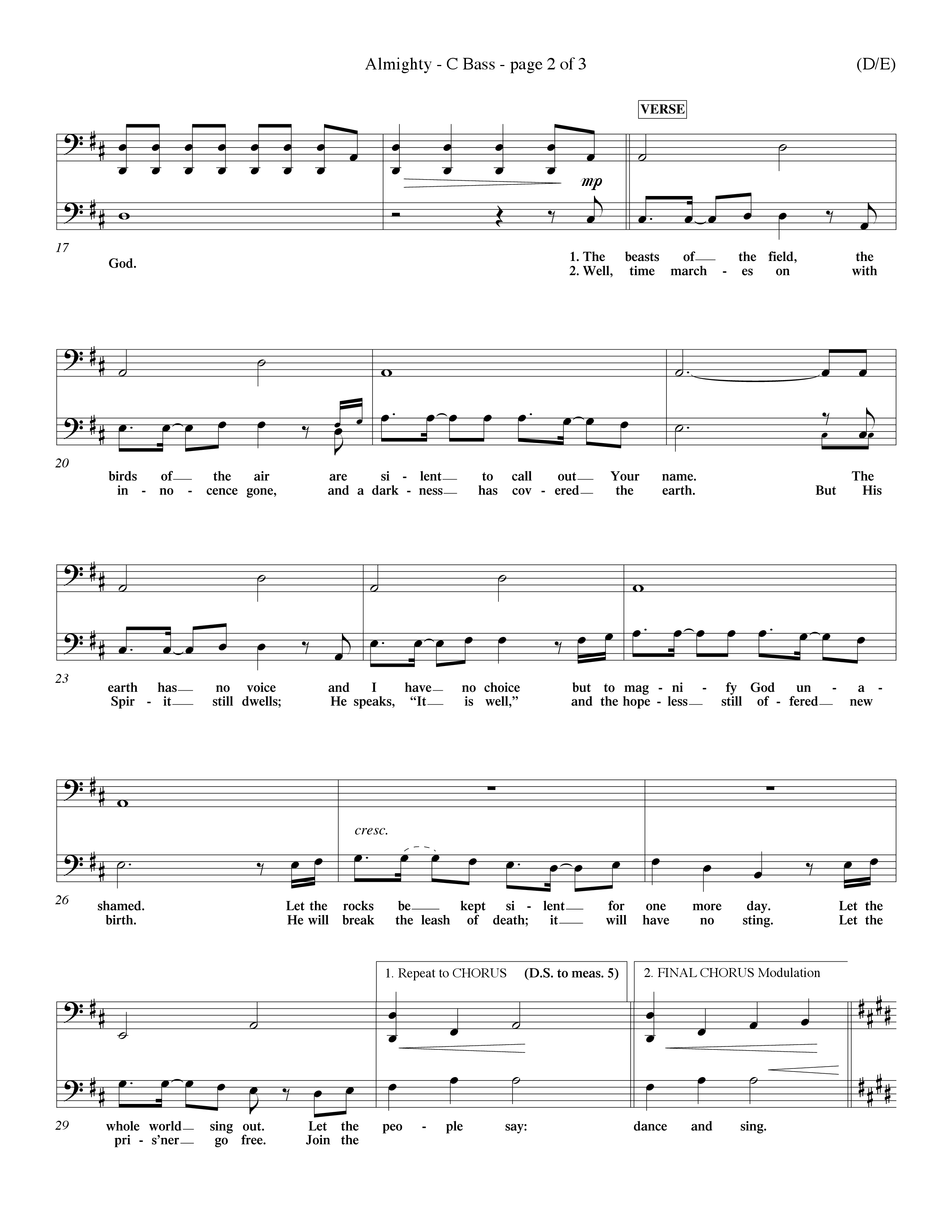 Almighty (Choral Anthem SATB) Contrabass (Word Music Choral / Orch. Don Hart / Orch. Wayne Yankie)