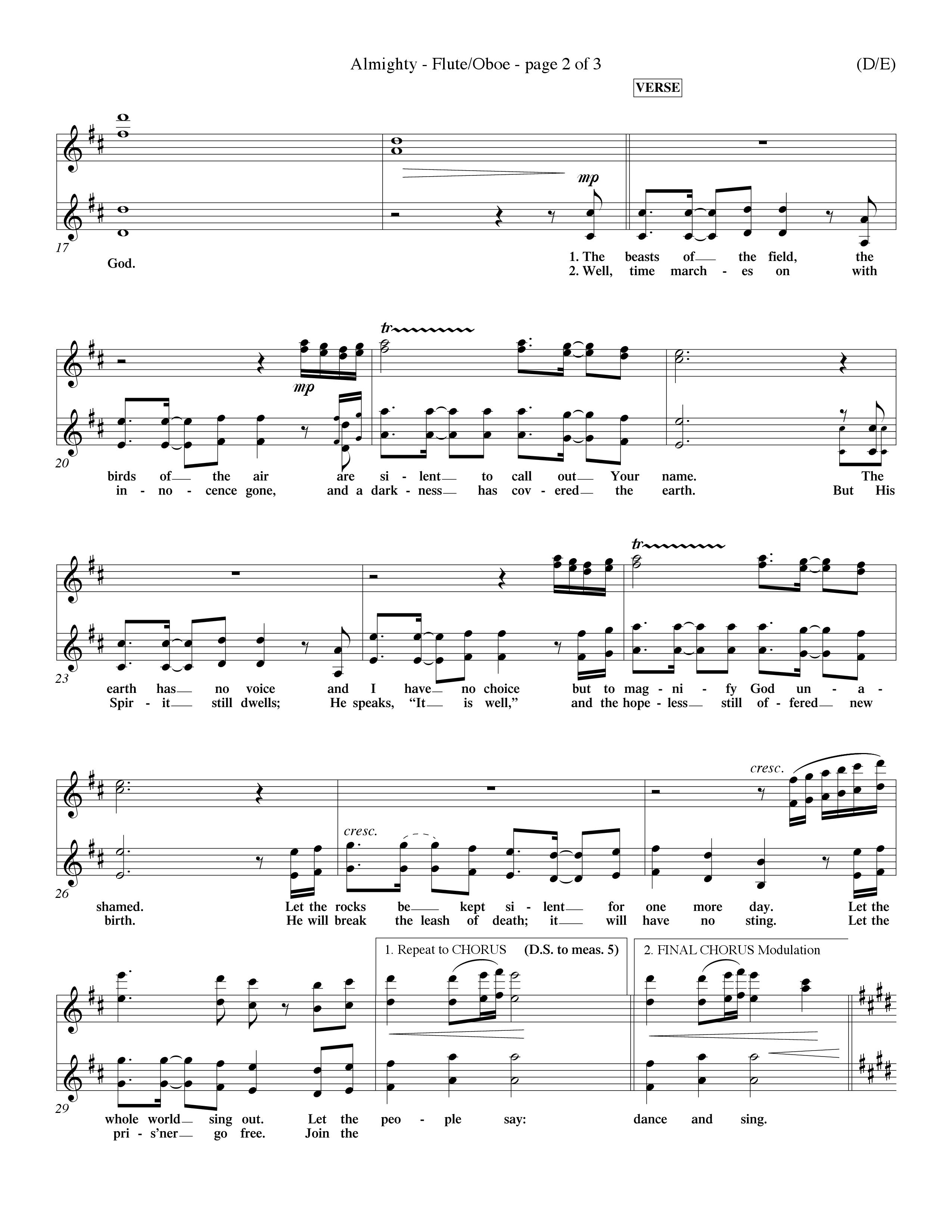 Almighty (Choral Anthem SATB) Flute/Oboe (Word Music Choral / Orch. Don Hart / Orch. Wayne Yankie)