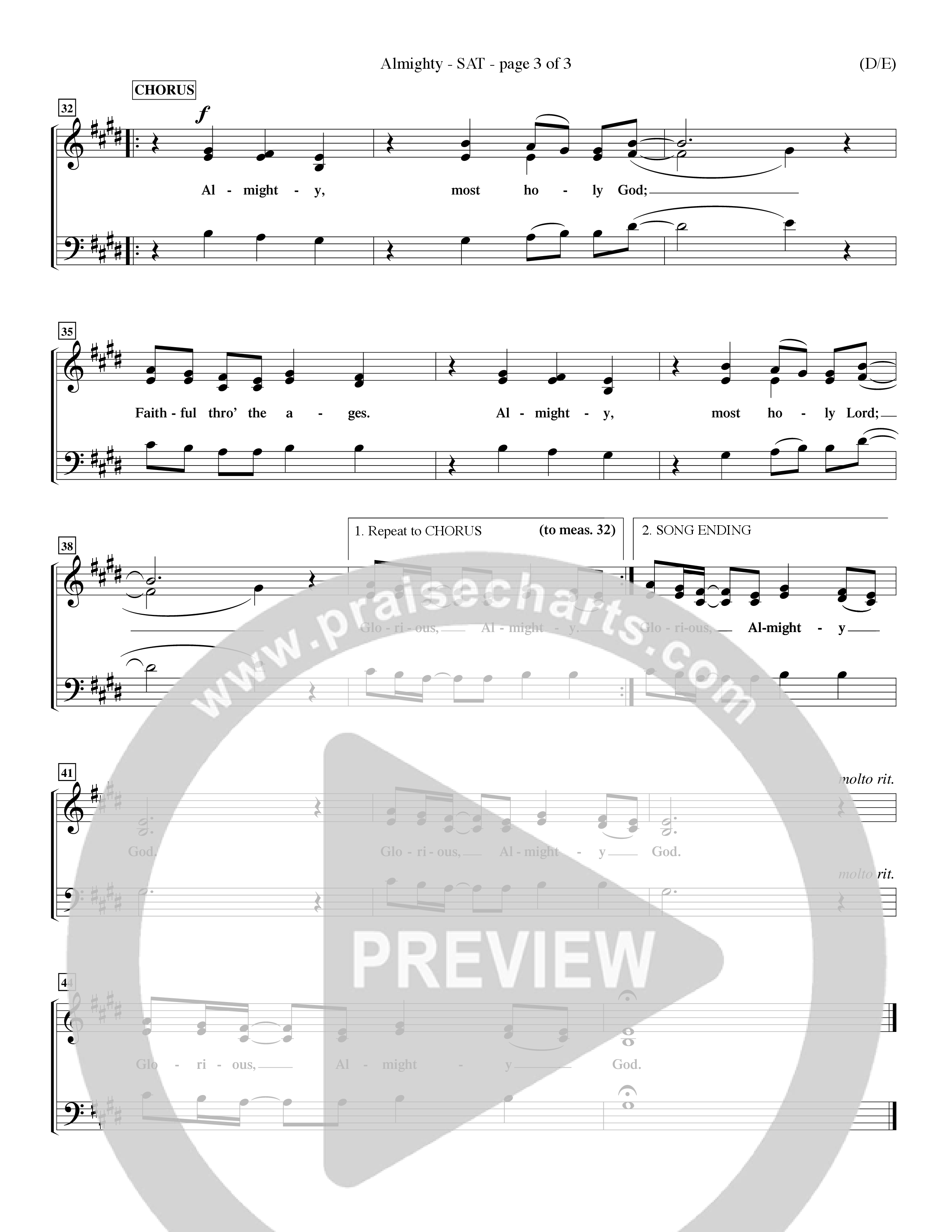 Almighty (Choral Anthem SATB) Lead Sheet (SAT) (Word Music Choral / Orch. Don Hart / Orch. Wayne Yankie)