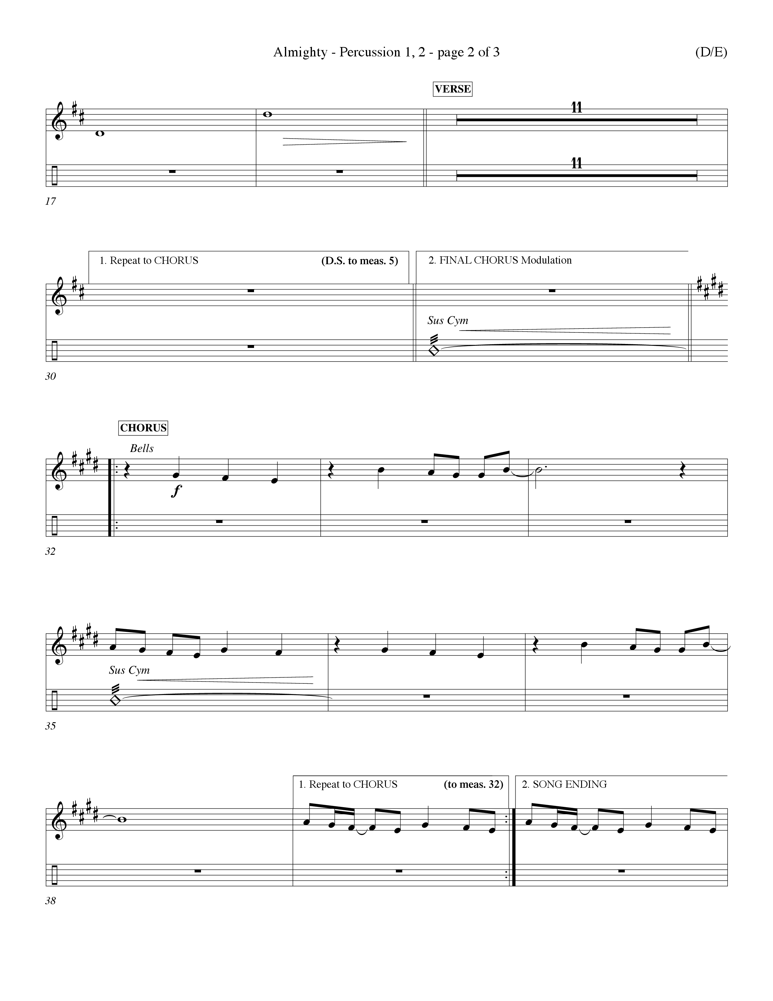 Almighty (Choral Anthem SATB) Percussion 1/2 (Word Music Choral / Orch. Don Hart / Orch. Wayne Yankie)