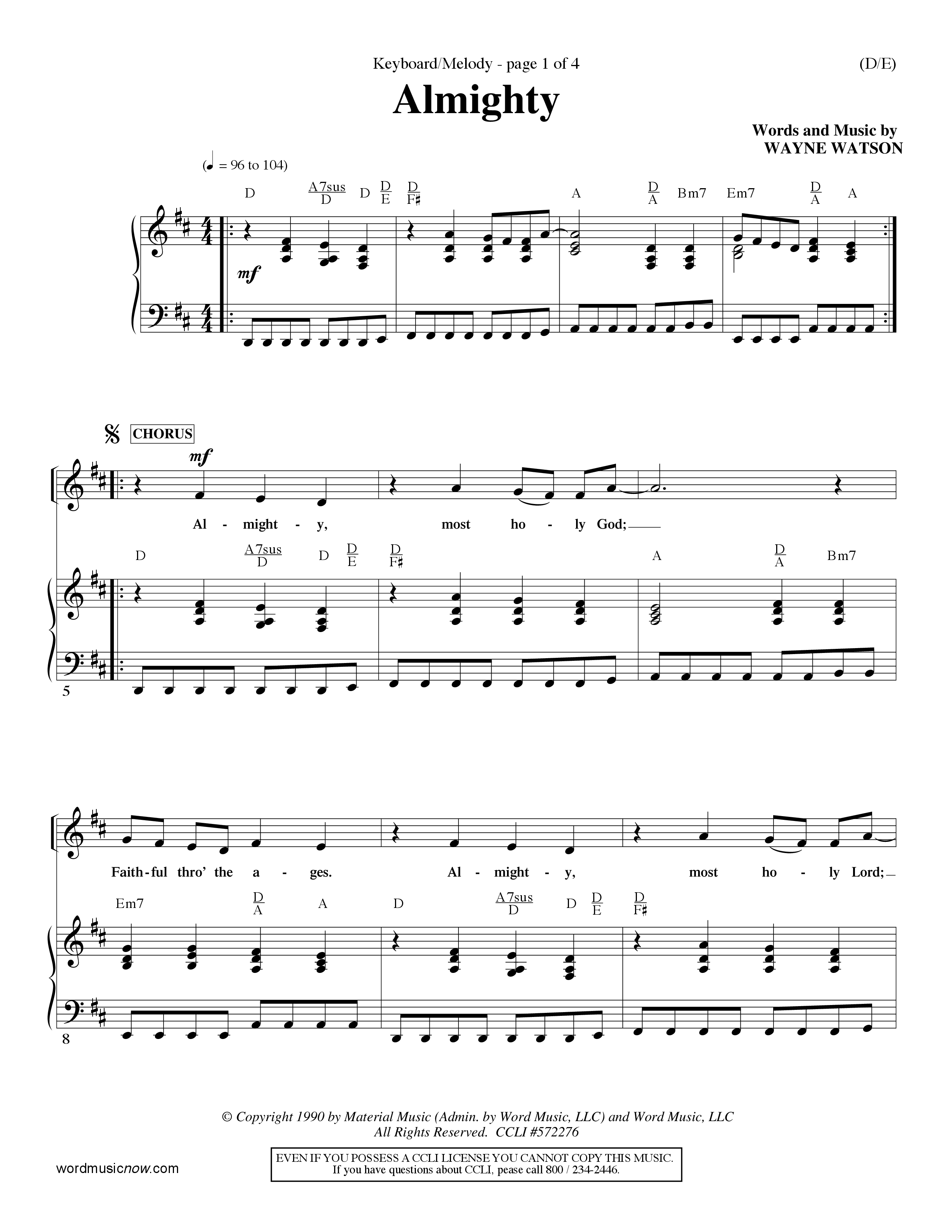 Almighty (Choral Anthem SATB) Piano/Vocal (Word Music Choral / Orch. Don Hart / Orch. Wayne Yankie)