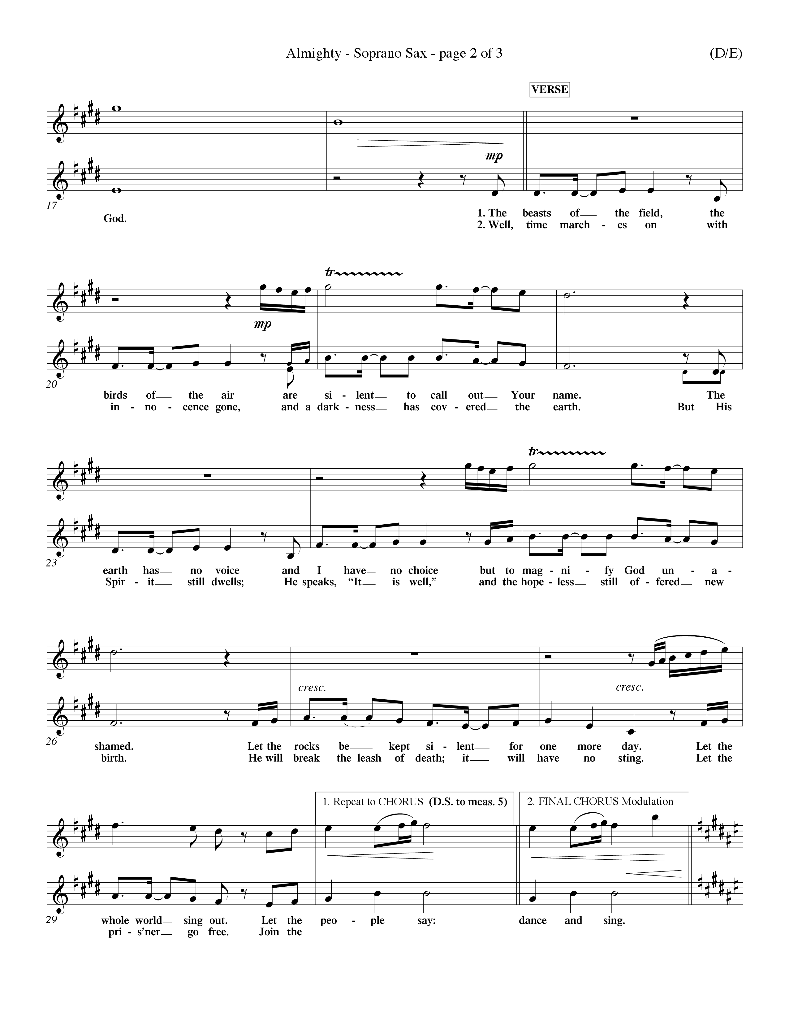 Almighty (Choral Anthem SATB) Saxophone (Word Music Choral / Orch. Don Hart / Orch. Wayne Yankie)