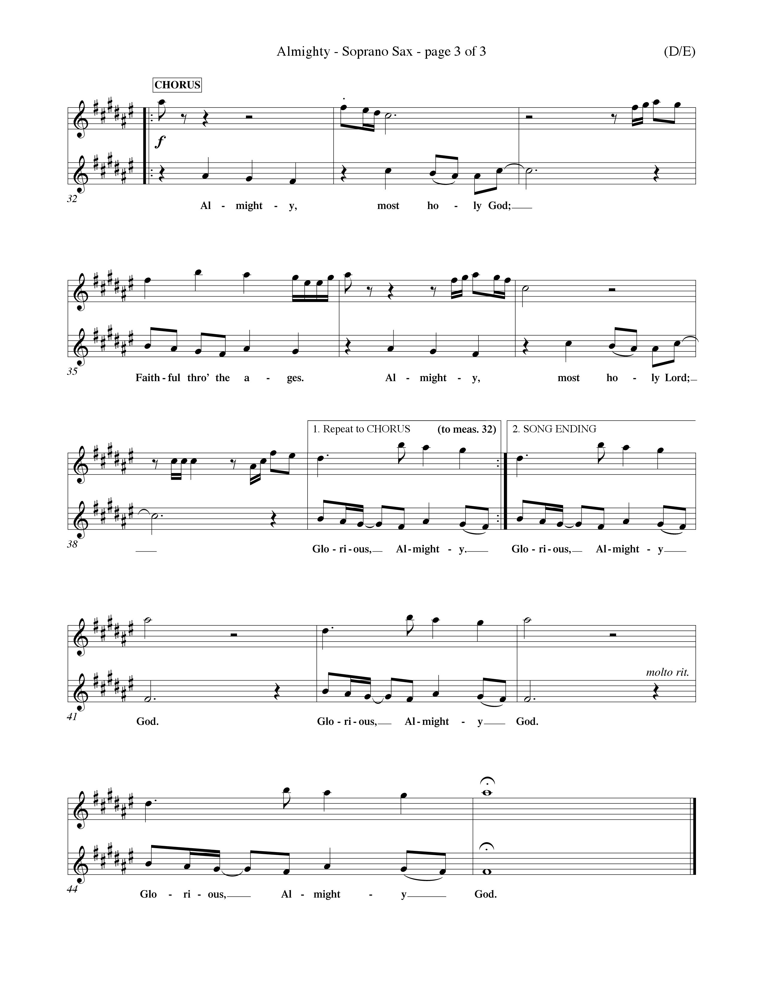 Almighty (Choral Anthem SATB) Saxophone (Word Music Choral / Orch. Don Hart / Orch. Wayne Yankie)