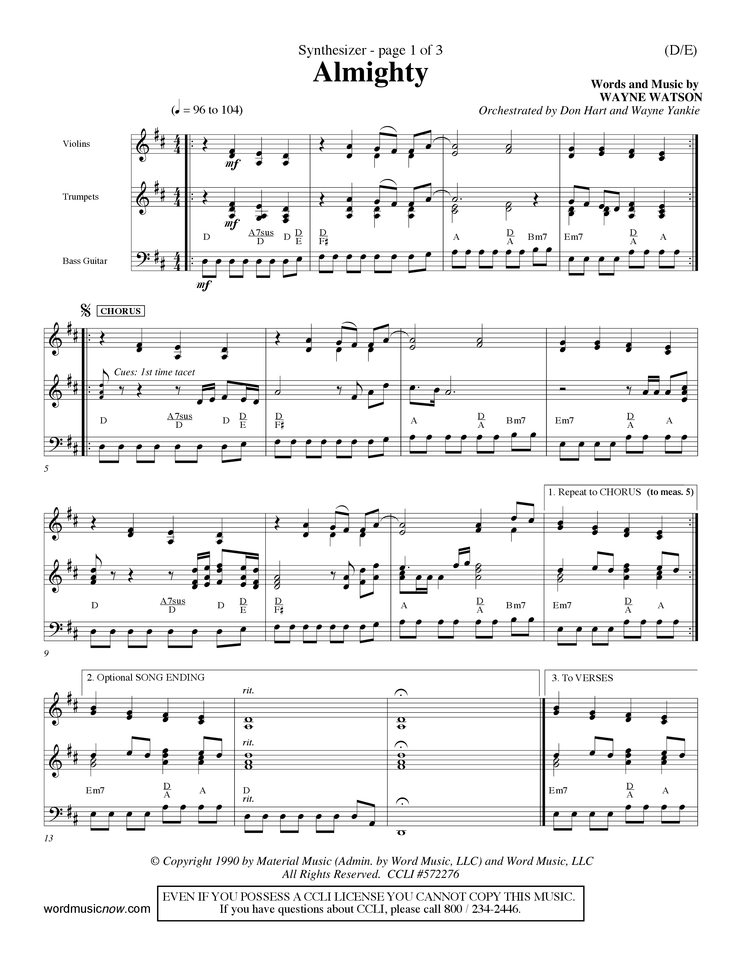 Almighty (Choral Anthem SATB) Synth (Word Music Choral / Orch. Don Hart / Orch. Wayne Yankie)